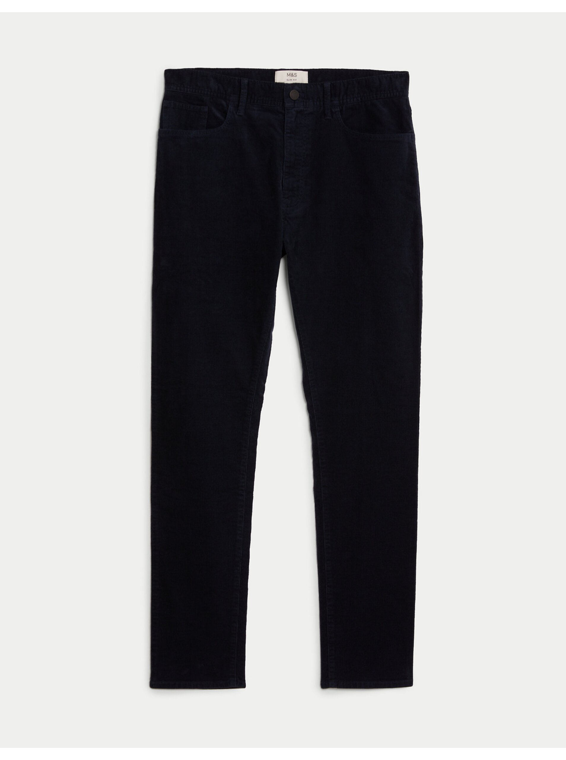 E-shop Tmavě modré pánské manšestrové kalhoty Marks & Spencer