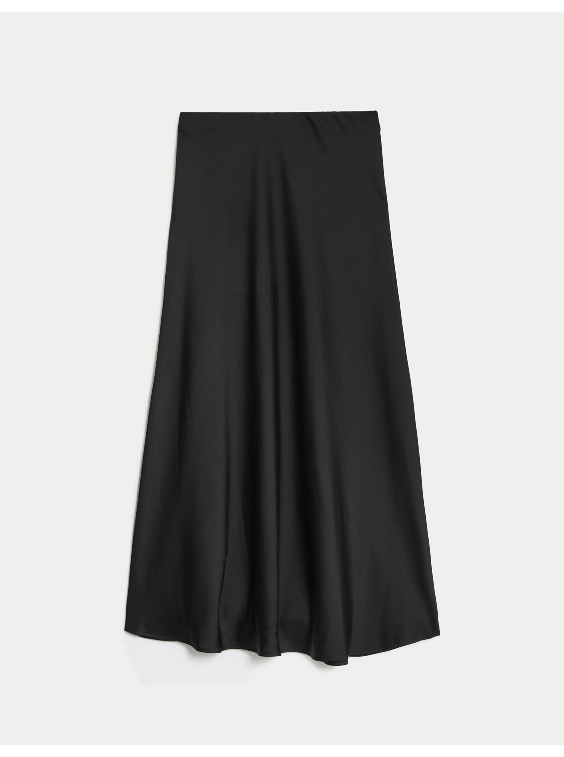 Levně Černá dámská saténová midi sukně Marks & Spencer