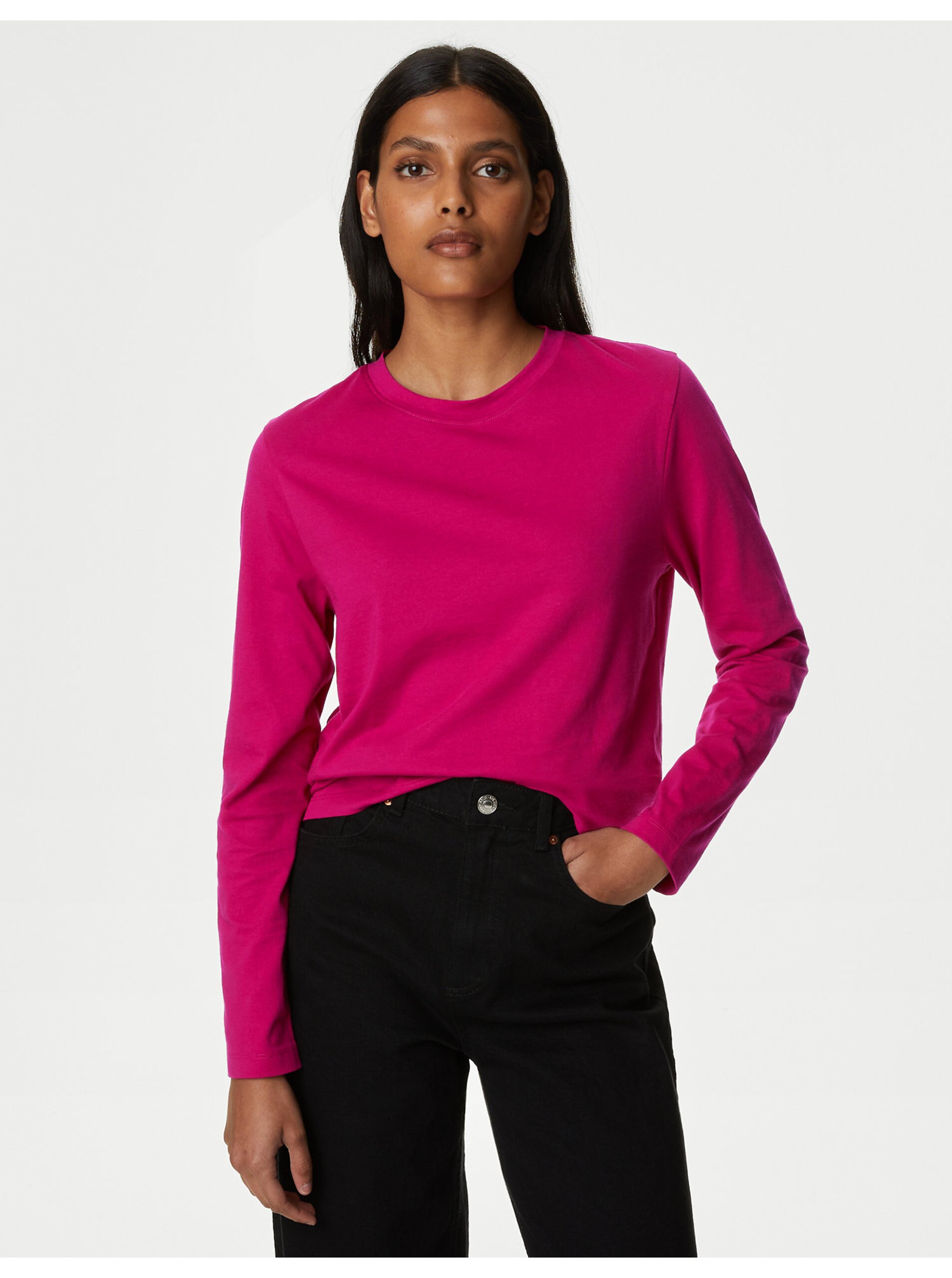 Levně Tmavě růžové dámské tričko Marks & Spencer