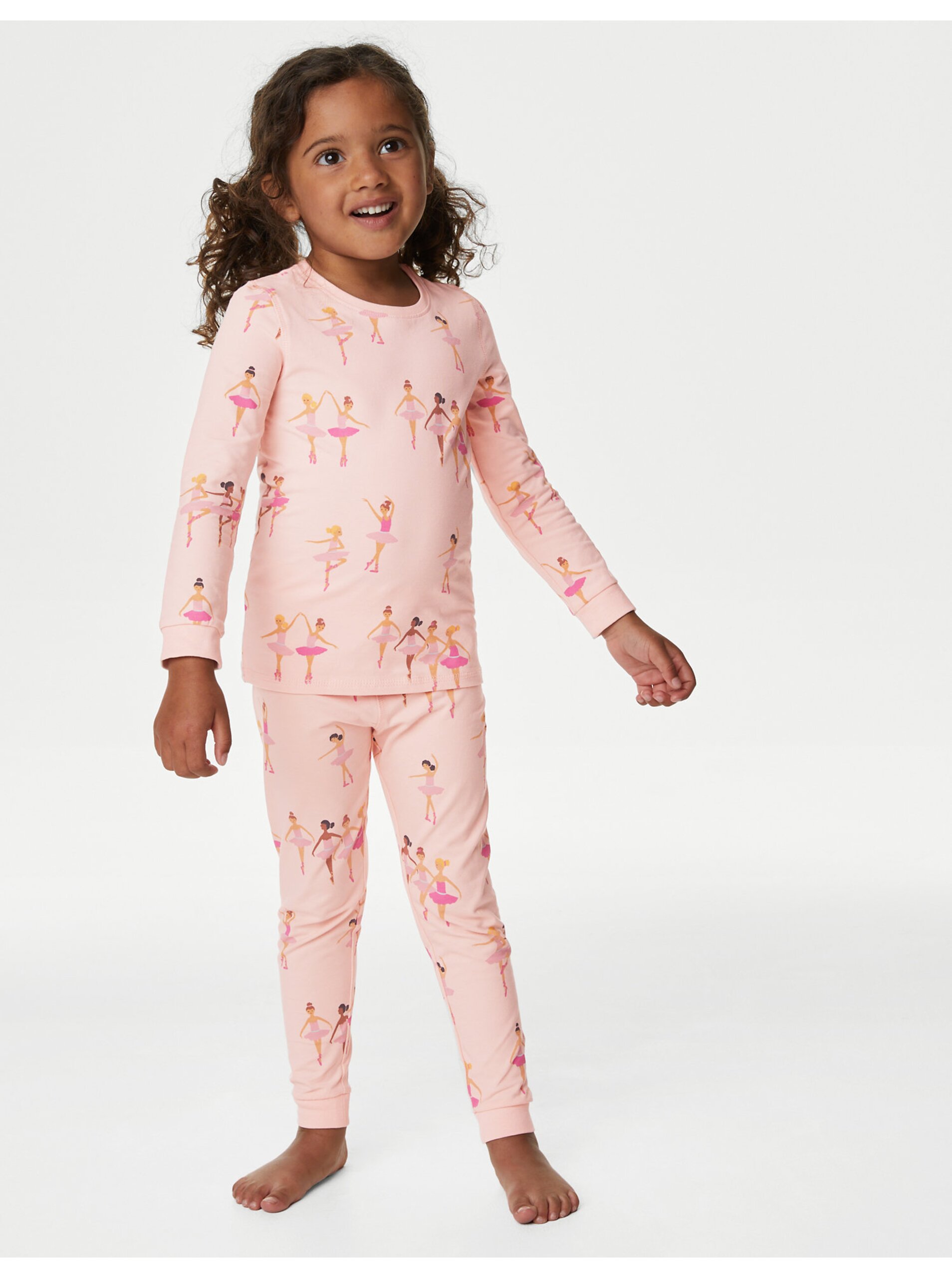 Lacno Ružové dievčenské vzorované pyžamo Marks & Spencer