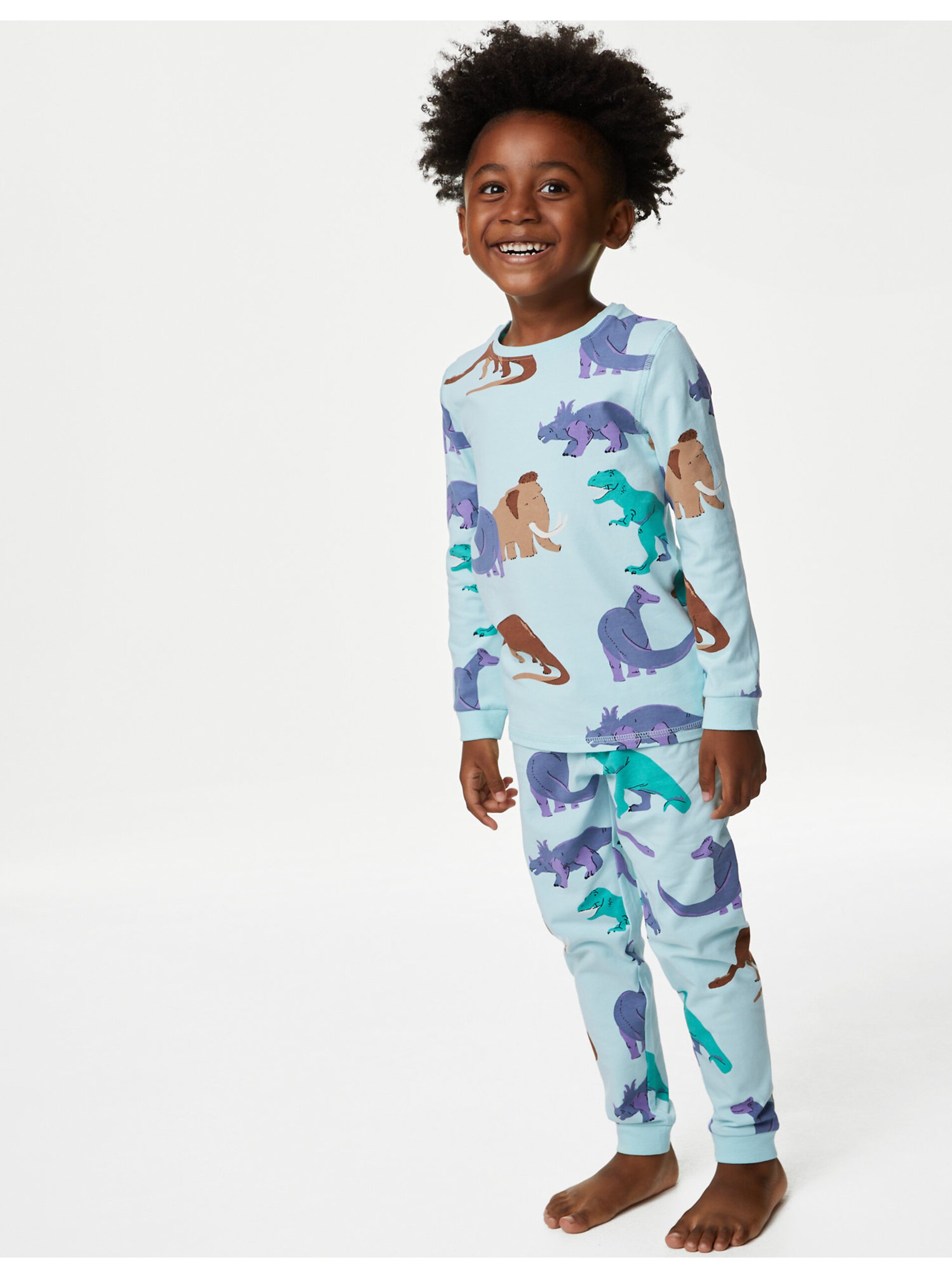 Lacno Svetlomodré chlapčenské vzorované pyžamo Marks & Spencer