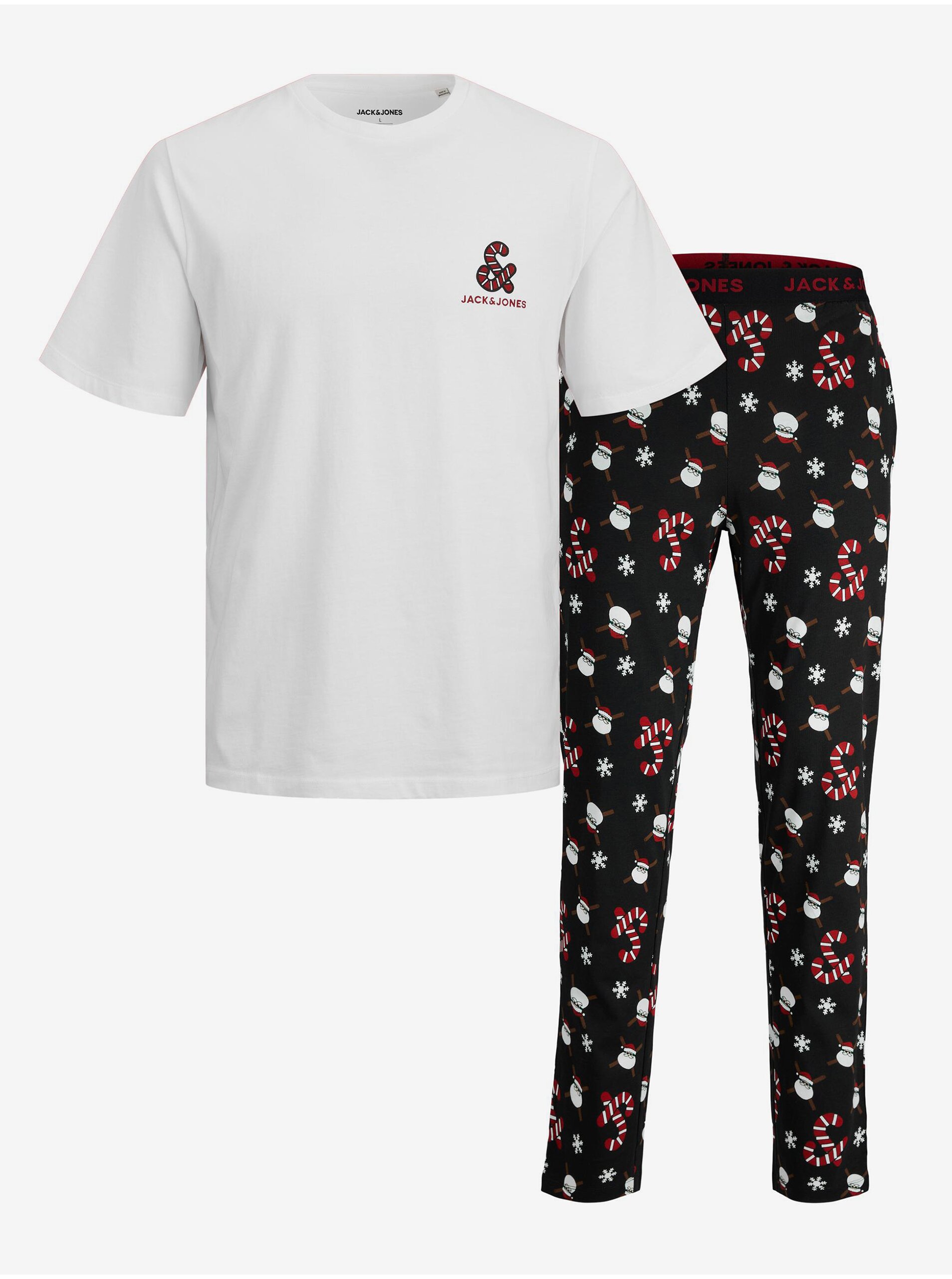 E-shop Bílé pánské vzorované pyžamo Jack & Jones Candy Santa