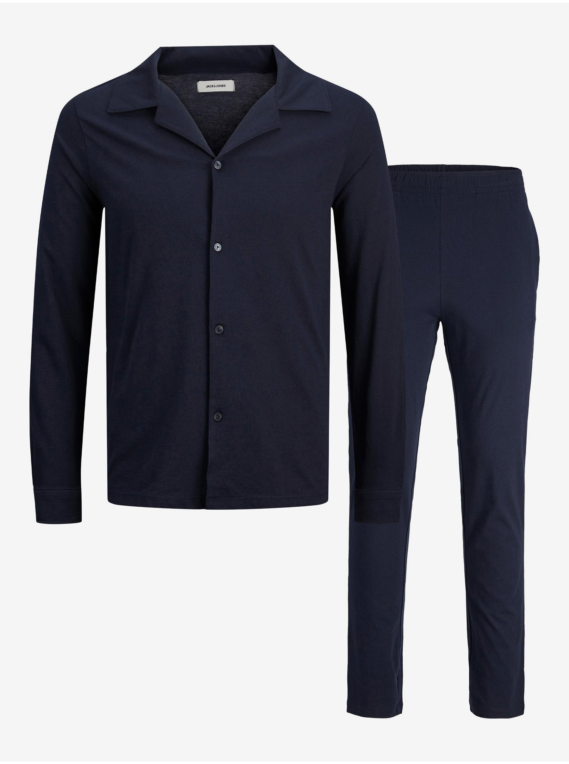 E-shop Tmavě modré pánské pyžamo Jack & Jones Solid