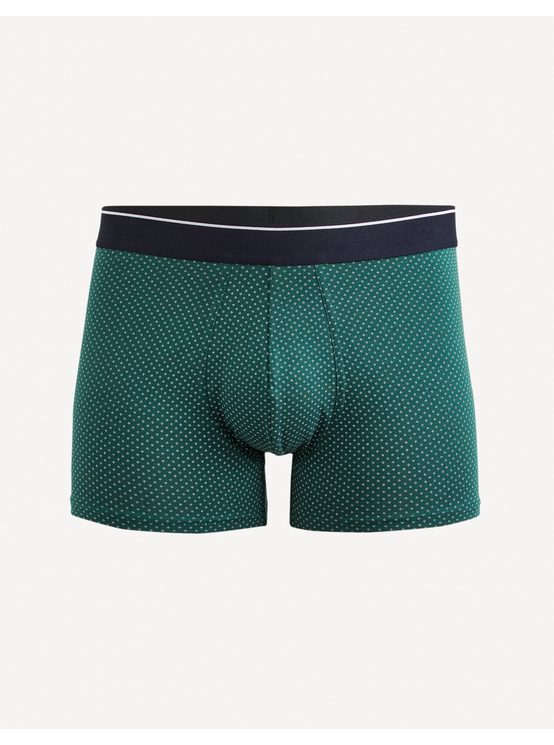 Levně Tmavě zelené pánské vzorované boxerky Celio Mitch