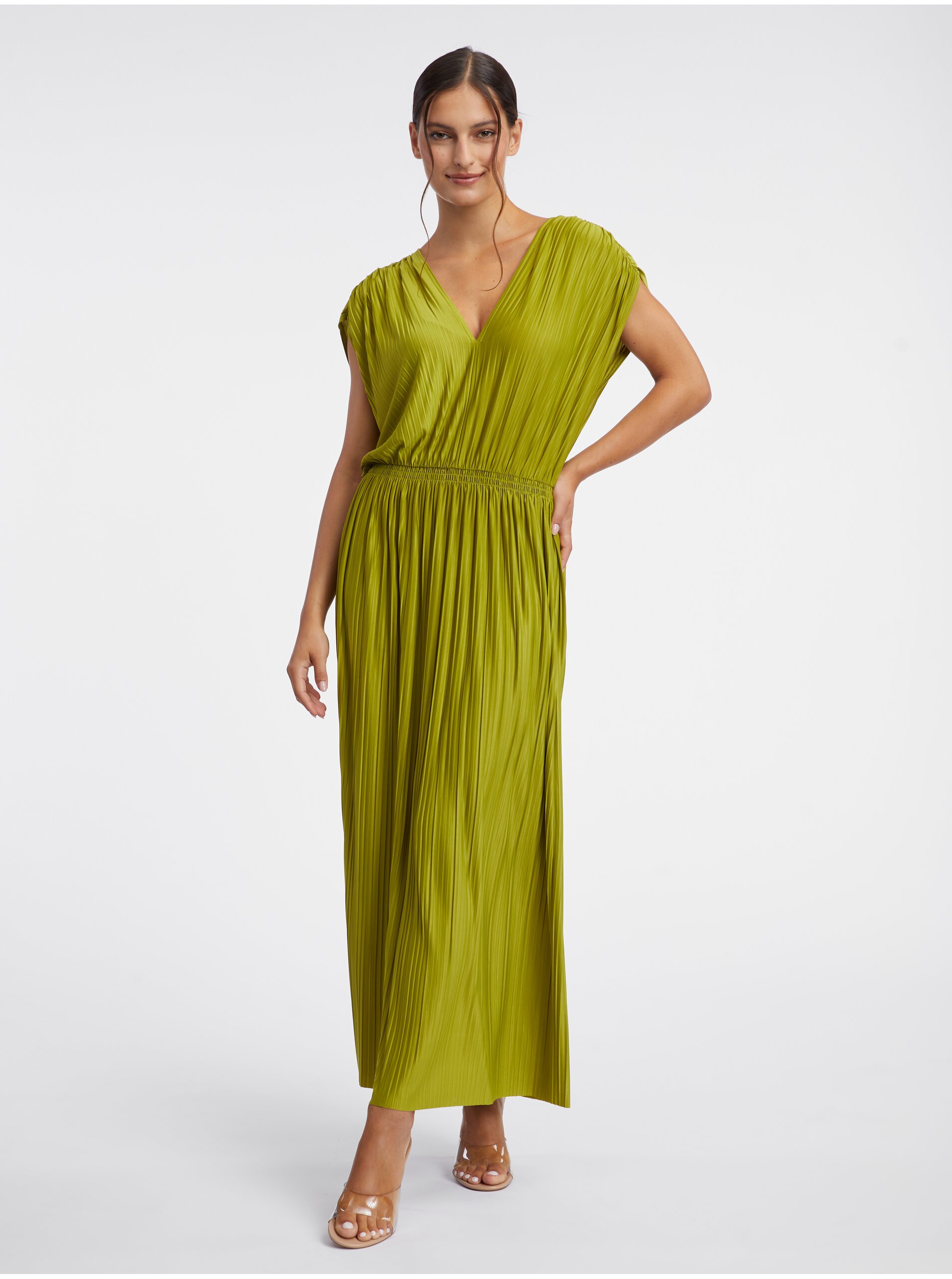 E-shop Zelené dámské plisované maxišaty ORSAY