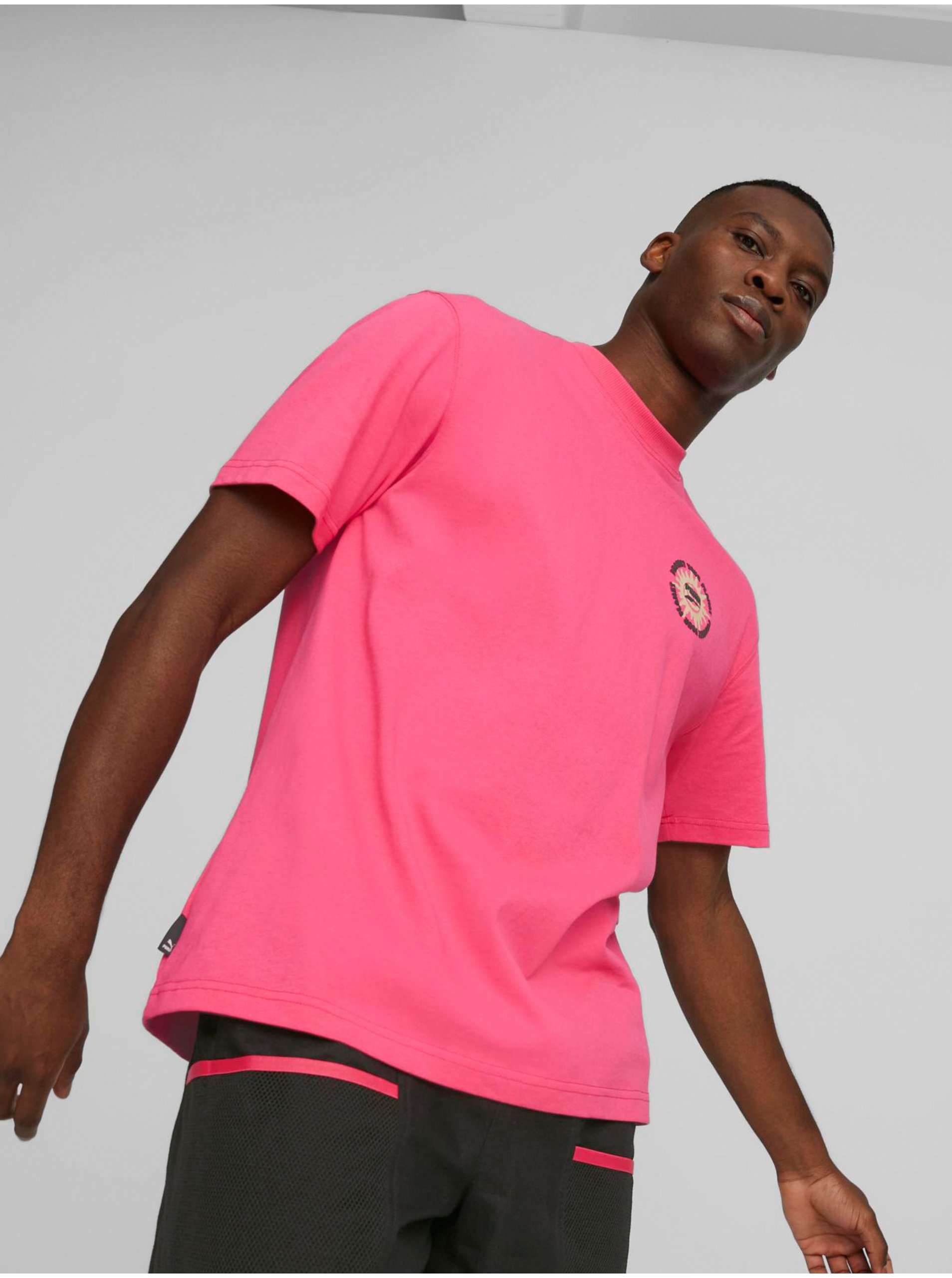 Lacno Ružové pánske tričko Puma