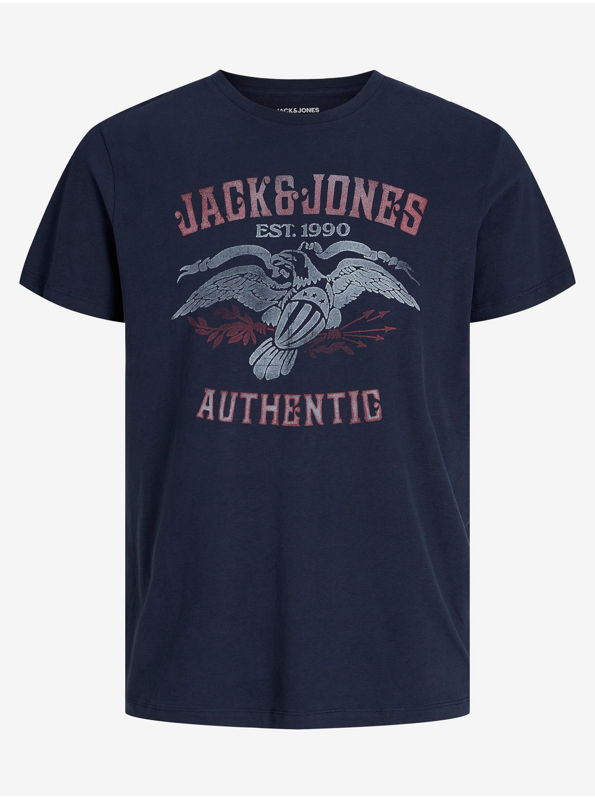 Lacno Tmavomodré pánske tričko Jack & Jones Fonne