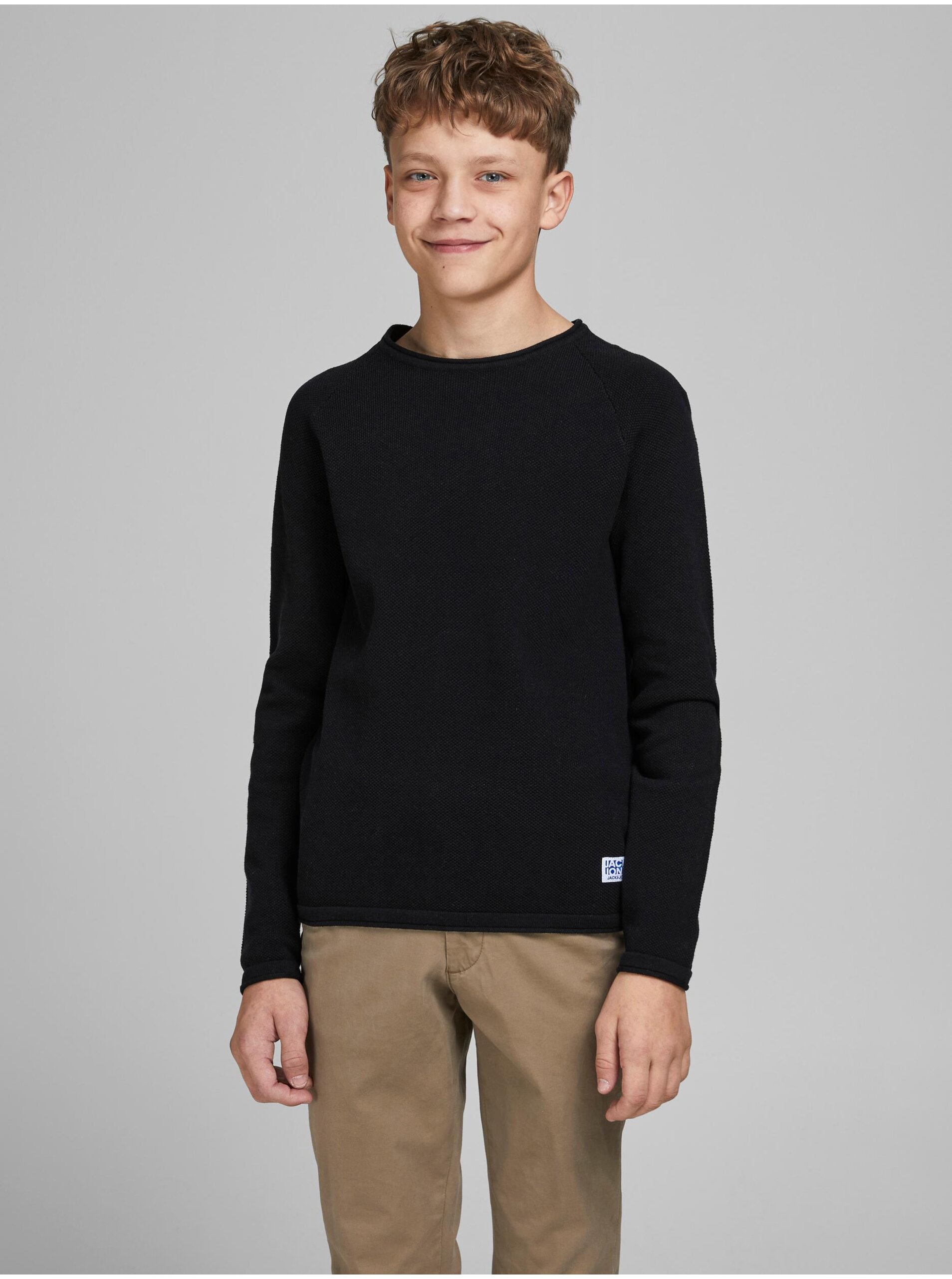 E-shop Černý klučičí svetr Jack & Jones Ehill