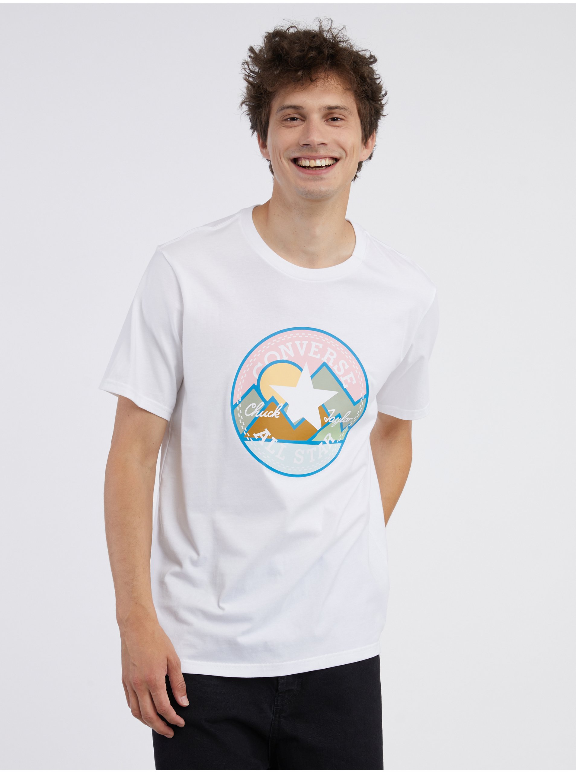Levně Bílé pánské tričko Converse Coastal Remix