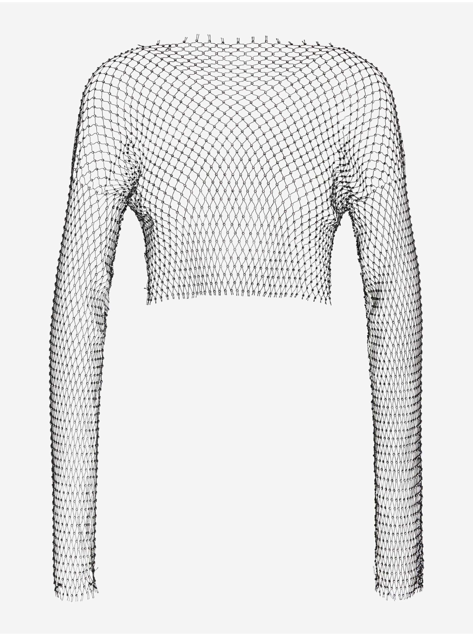 E-shop Čierne dámske sieťované crop top tričko Noisy May Xenia