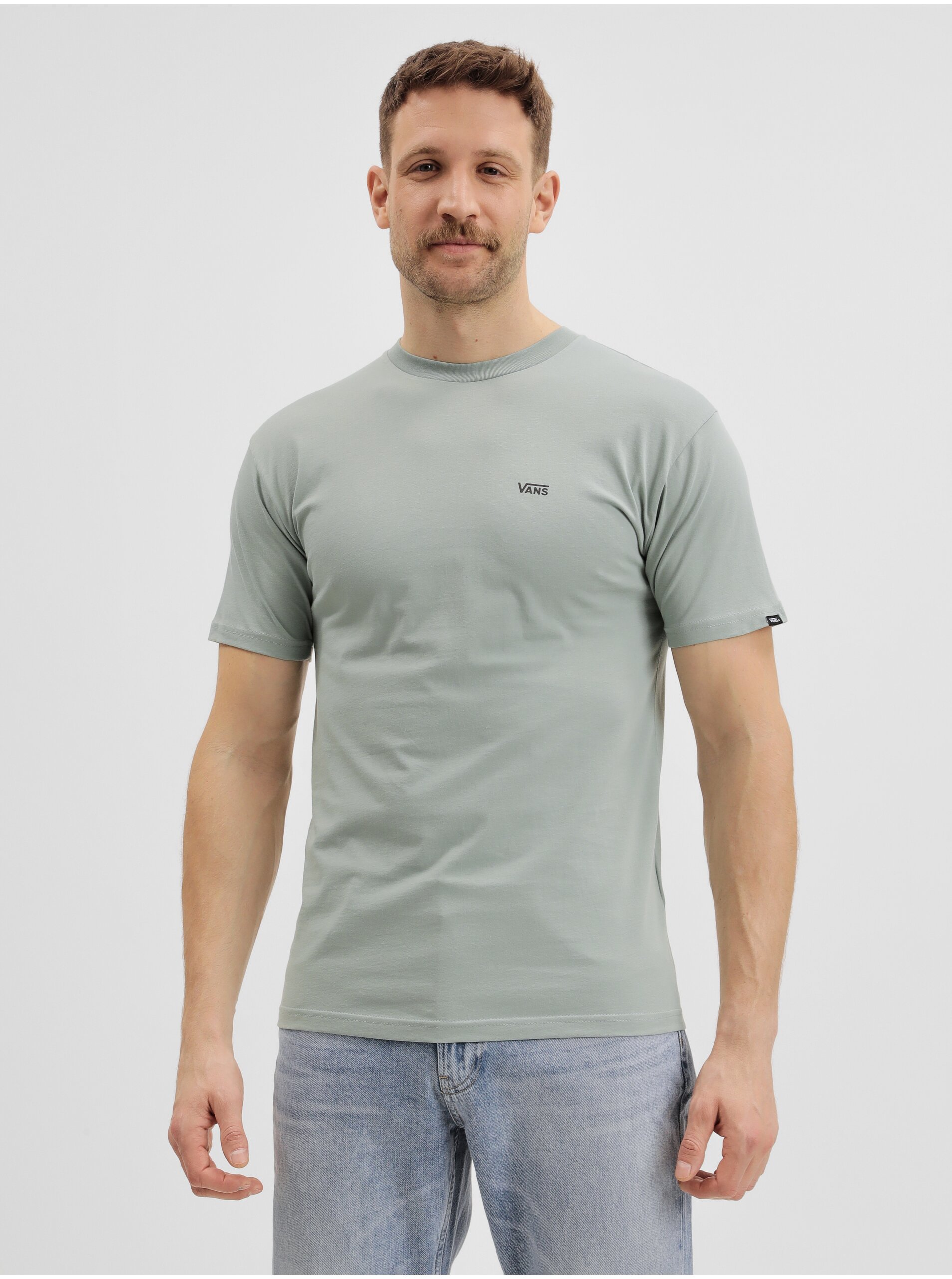 Lacno Svetlozelené pánske tričko VANS Mn Left Chest Logo Tee