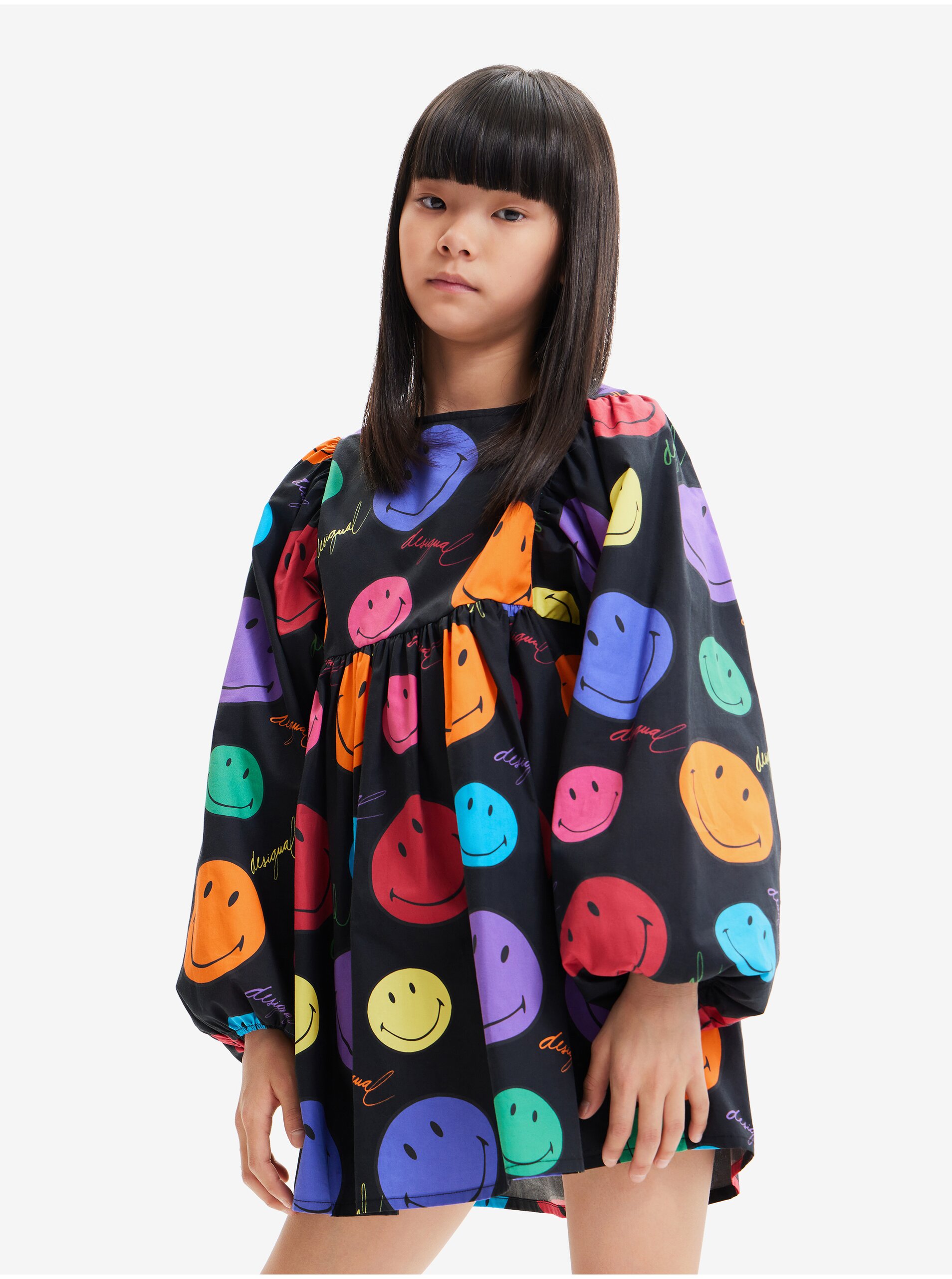 E-shop Čierne dievčenské vzorované šaty Desigual Alexa