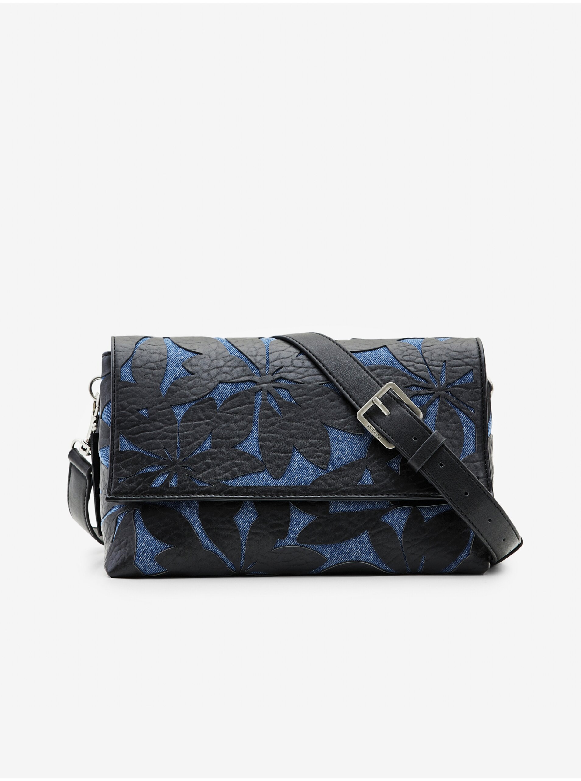 Levně Modro-černá dámská vzorovaná kabelka Desigual Onyx Venecia 2.0