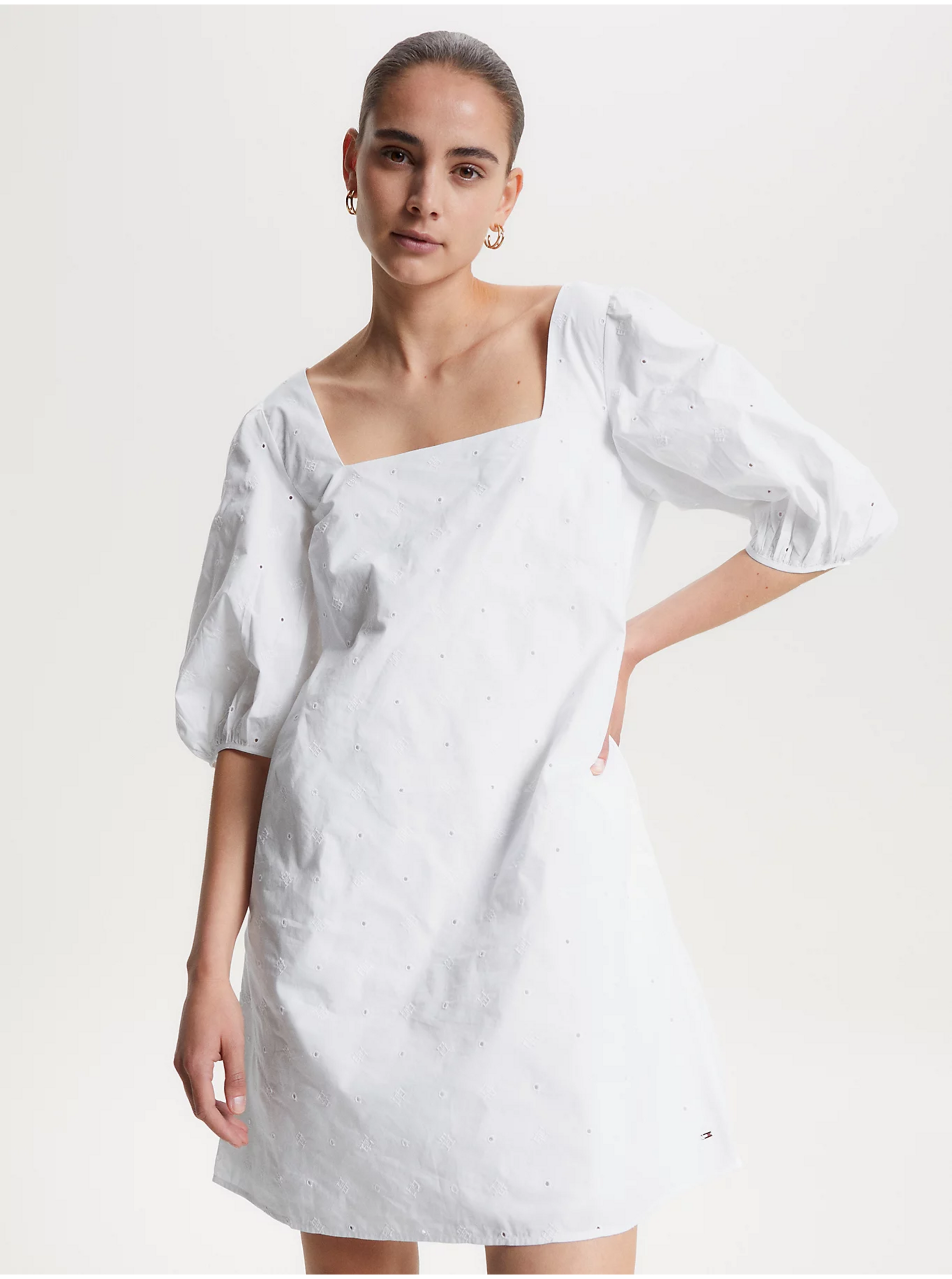 Levně Bílé dámské vzorované šaty Tommy Hilfiger