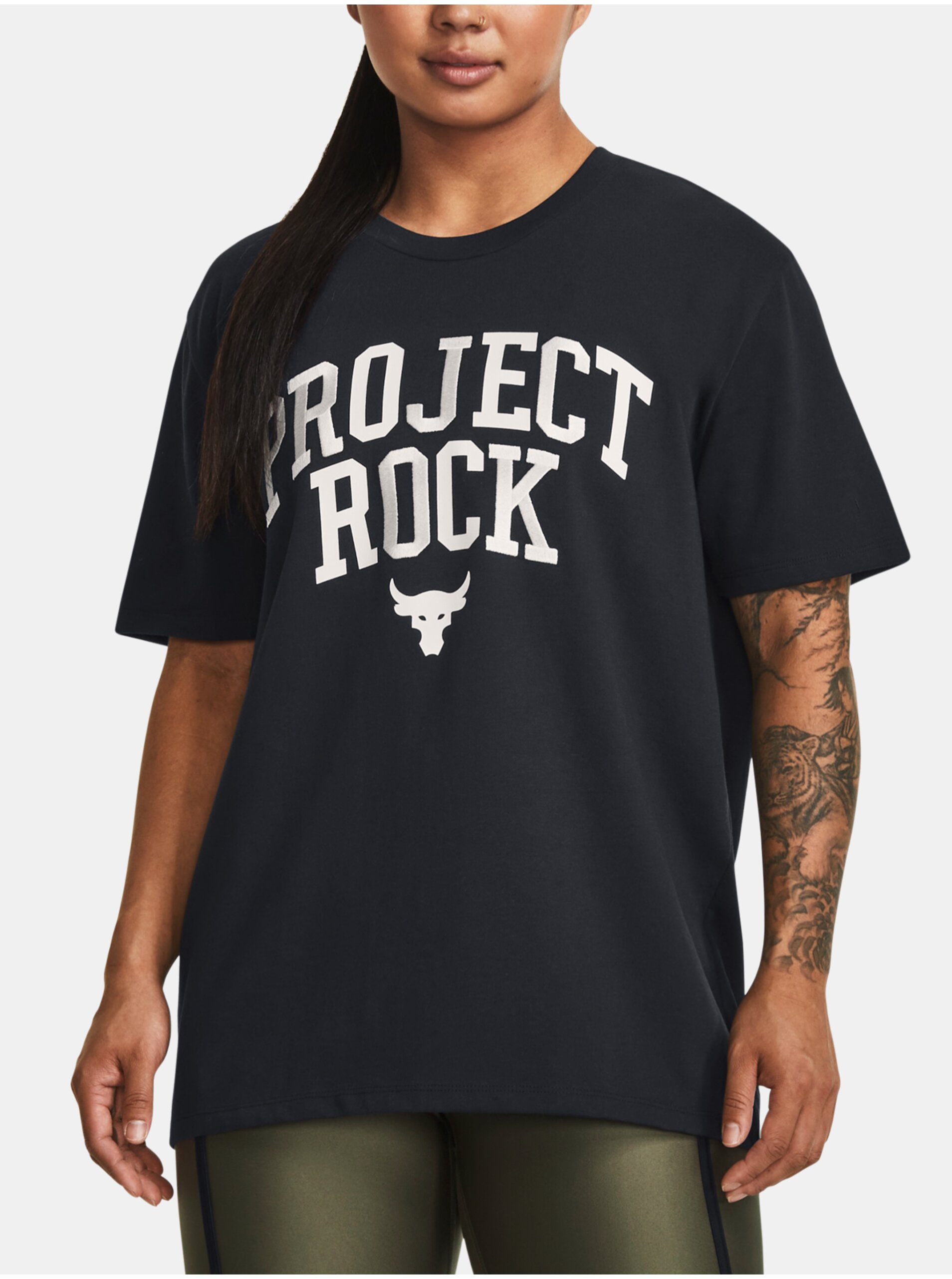 Lacno Čierne dámske tričko Under Armour Project Rock Hwt Campus