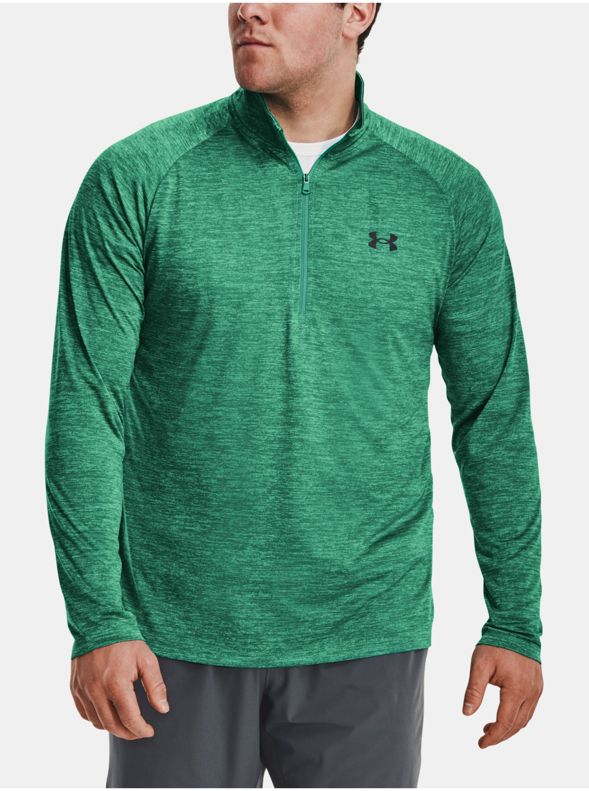 Levně Zelené sportovní tričko Under Armour UA Tech 2.0 1/2 Zip