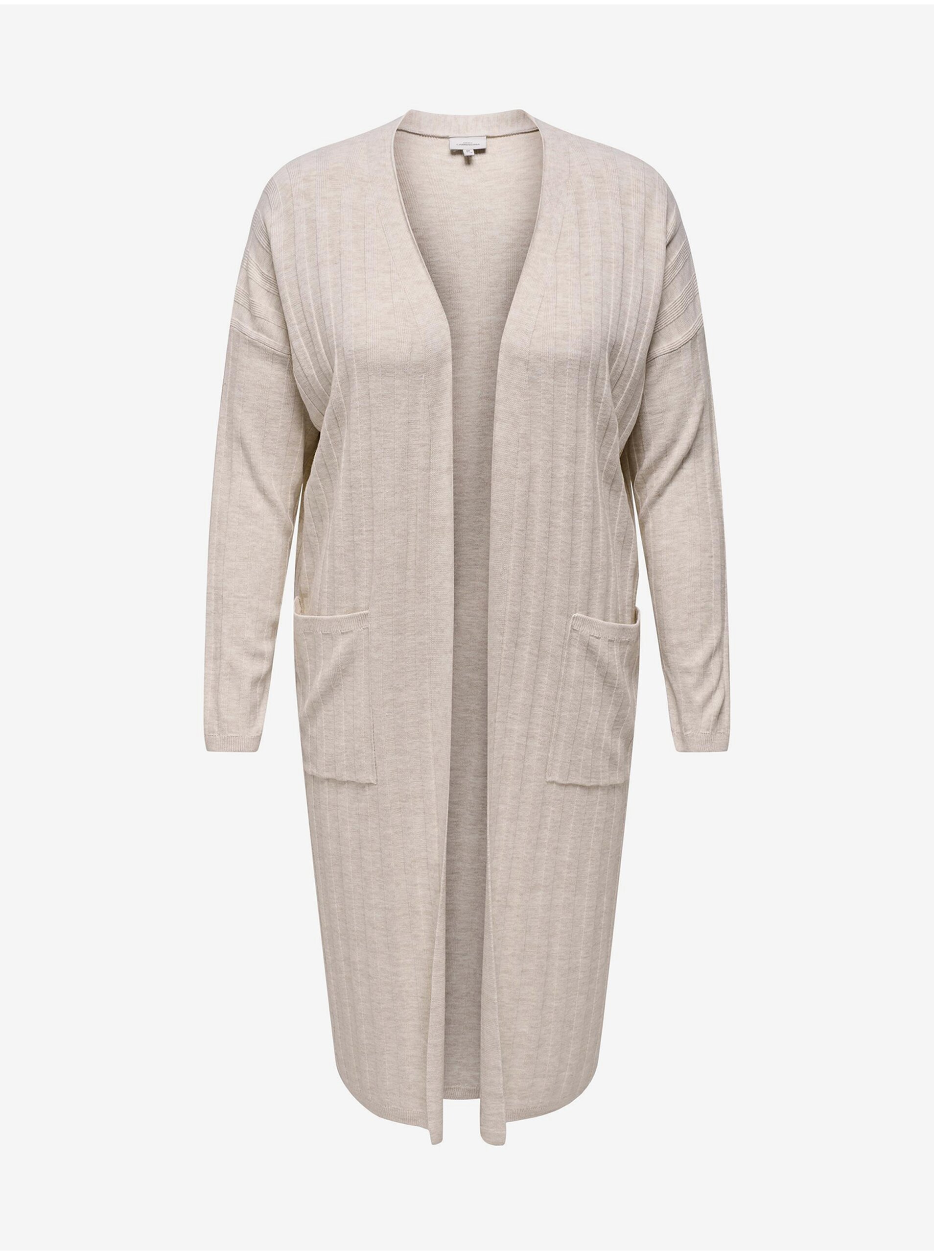 E-shop Béžový dámsky dlhý sveter ONLY CARMAKOMA New Tessa