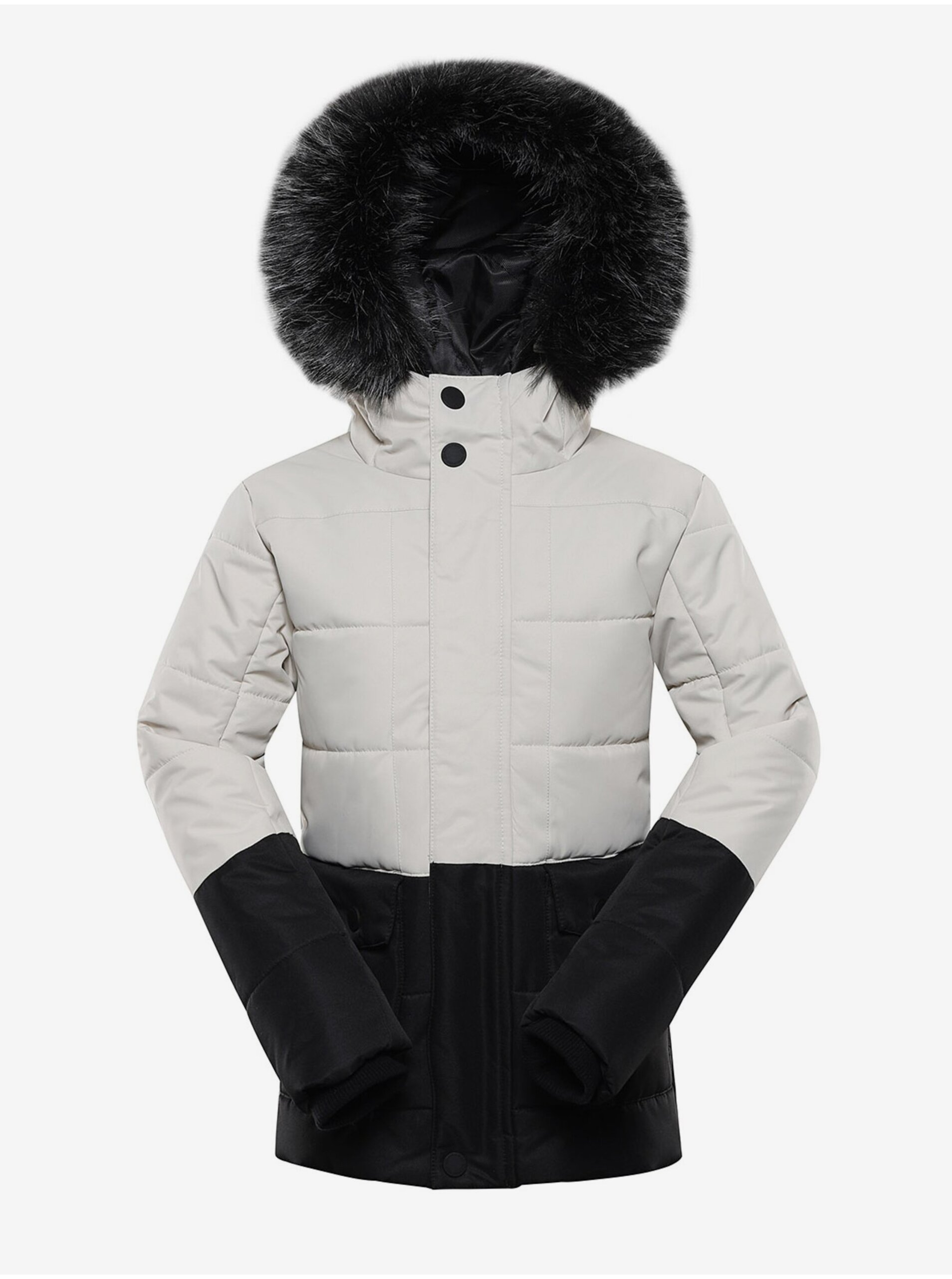 Lacno Čierno-biela dievčenská zimná bunda ALPINE PRO Egypo