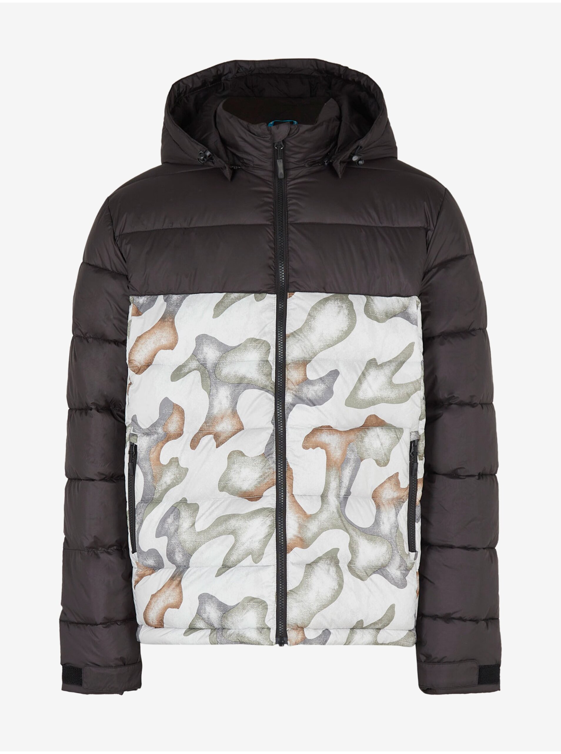 E-shop Bielo-čierna pánska vzorovaná zimná bunda O'Neill O'RIGINALS PUFFER JACKET