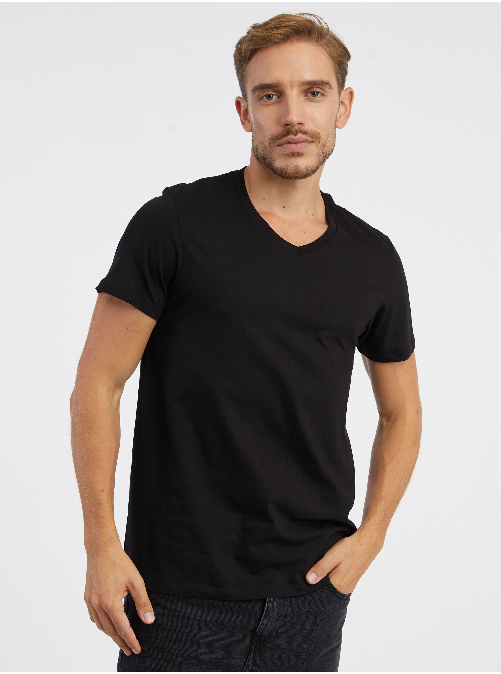 Levně Sada dvou pánských basic triček v černé a khaki barvě Diesel