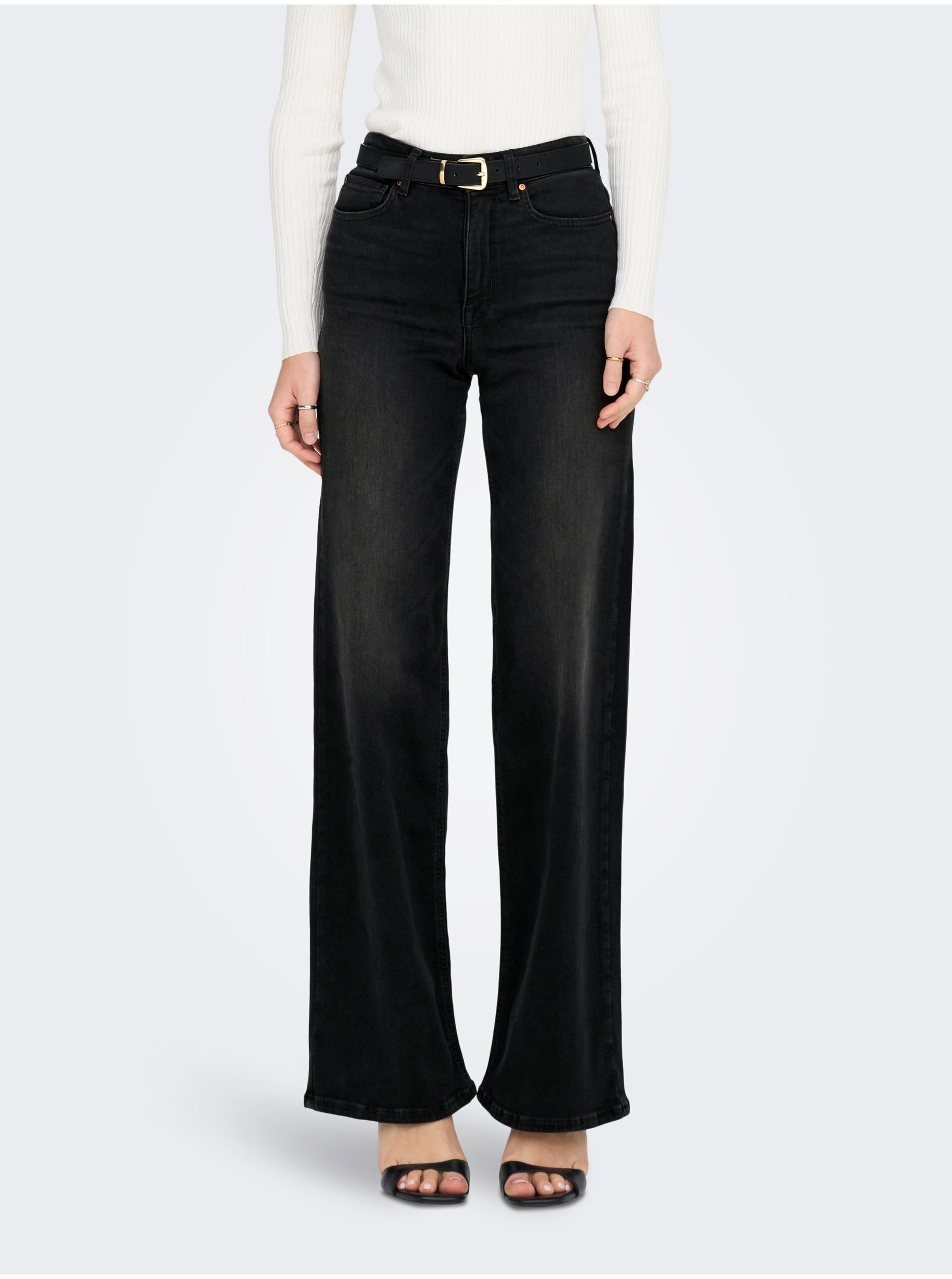 Lacno Čierne dámske široké džínsy ONLY Madison
