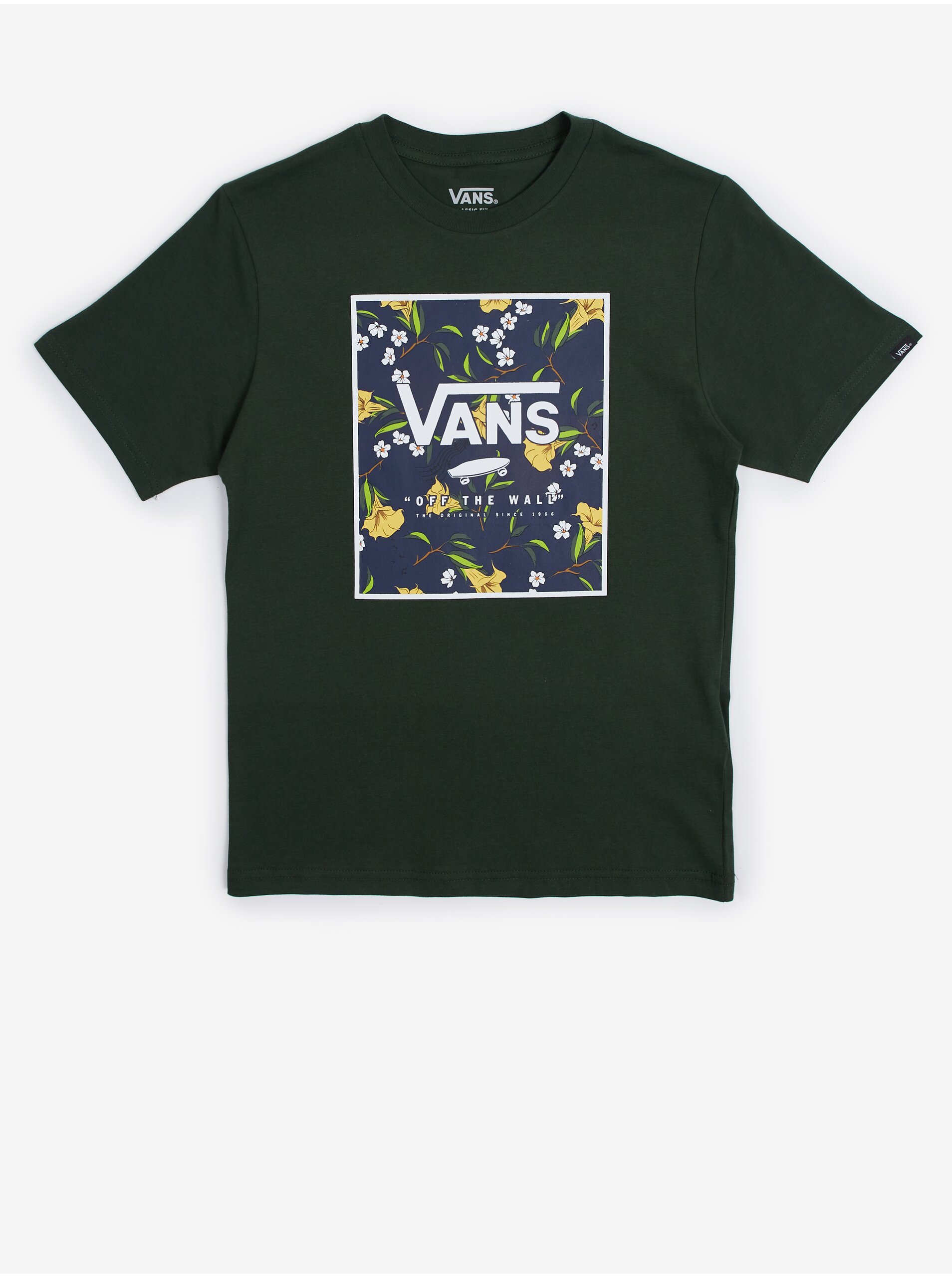 Lacno Tmavozelené chlapčenské tričko VANS Print Box