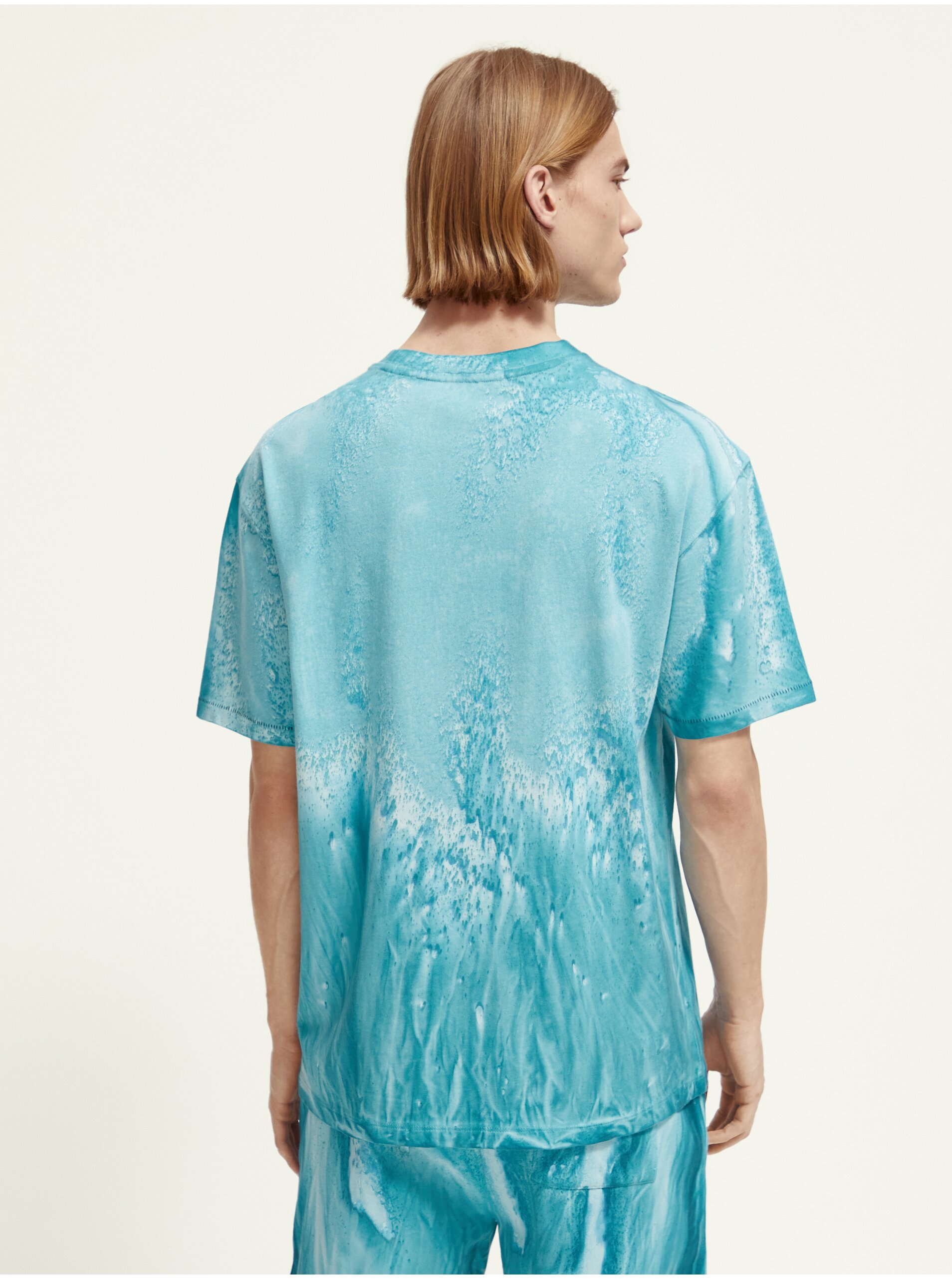 Tyrkysové pánské vzorované tričko Scotch & Soda