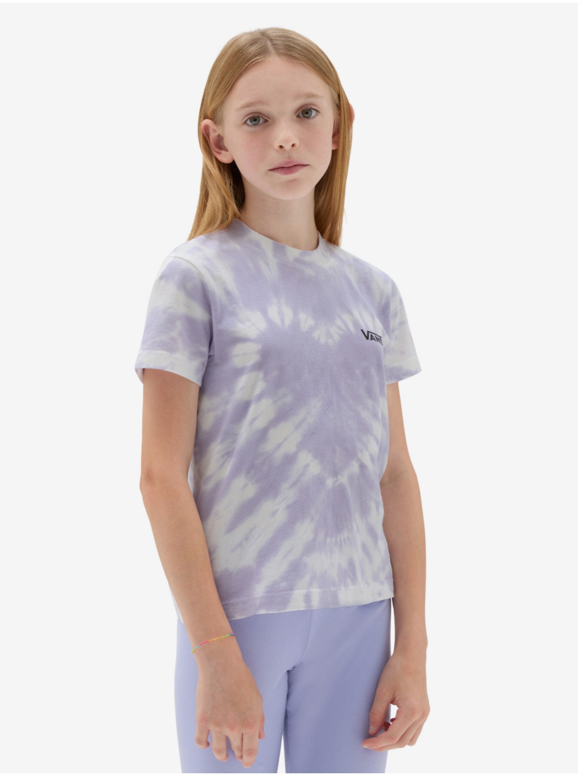 Lacno Svetlo fialové dievčenskú batikované tričko VANS Abby