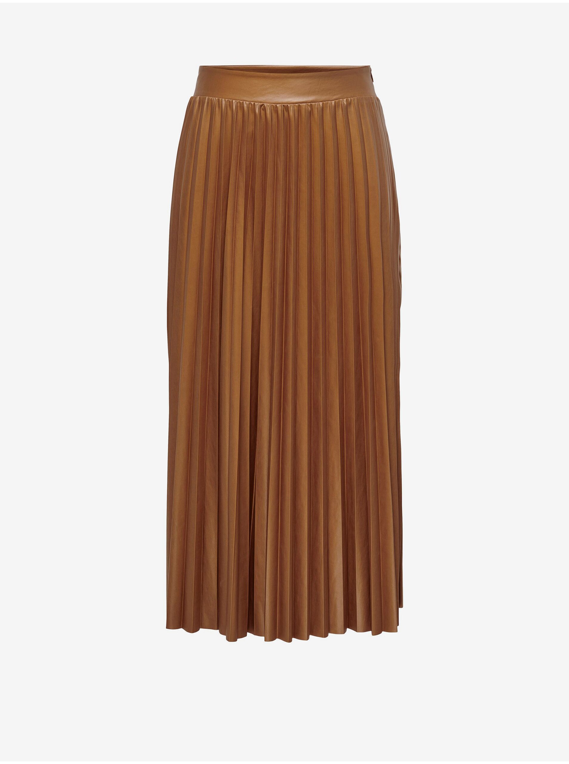 E-shop Hnědá dámská plisovaná midi sukně ONLY Anina