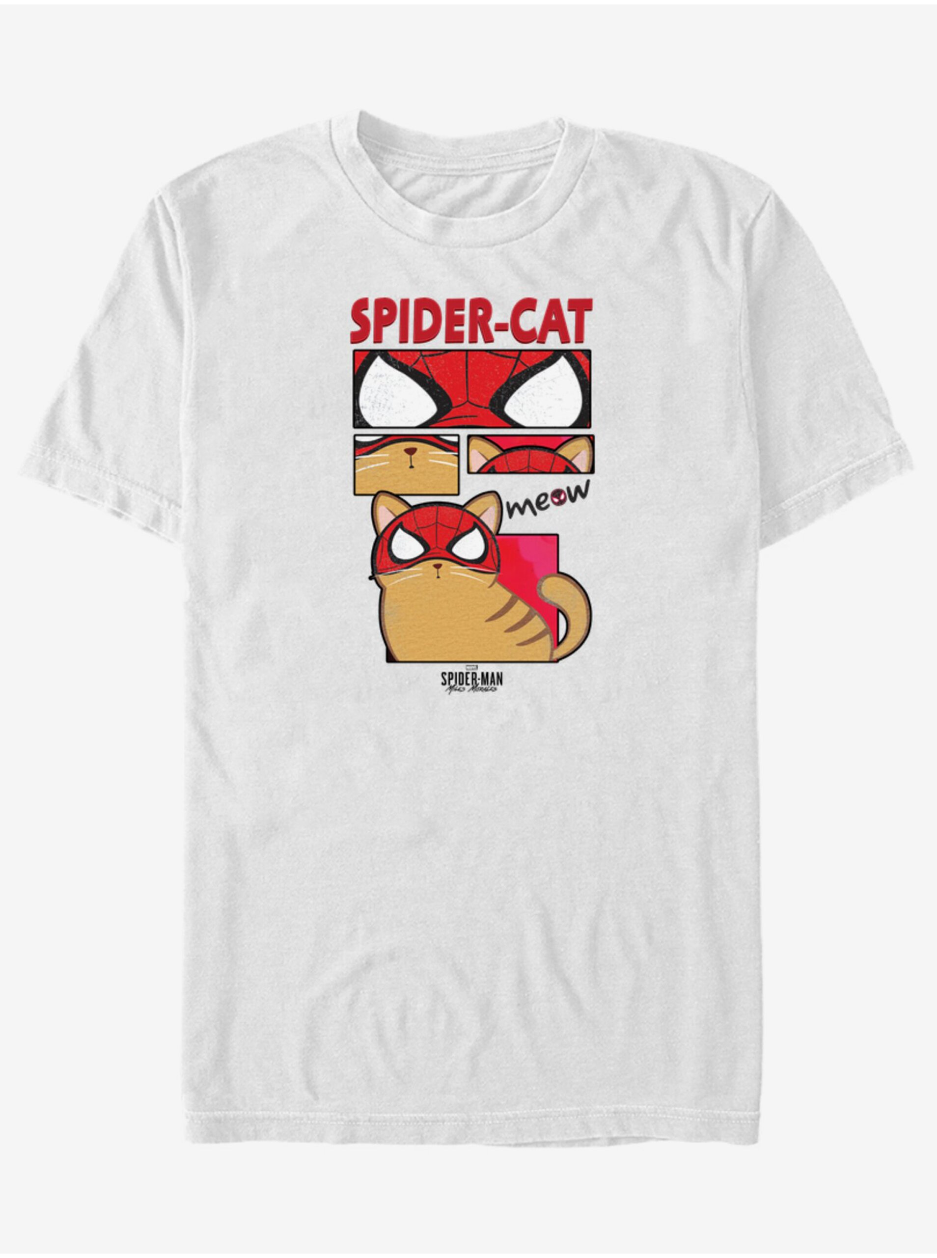 Lacno Biele pánske tričko ZOOT.Fan Marvel Spider Cat Panels