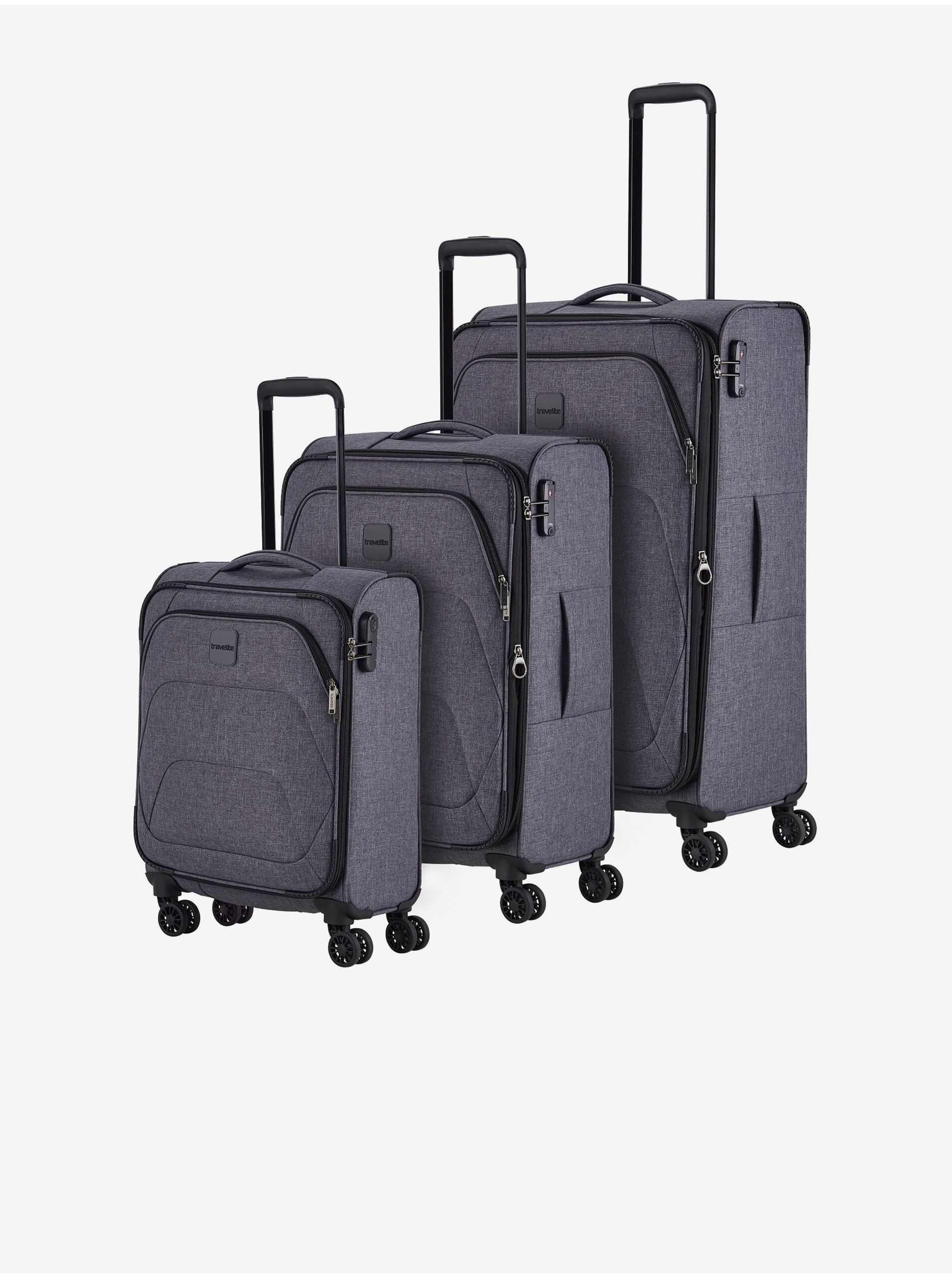 E-shop Sada tří cestovních kufrů v tmavě šedé barvě Travelite Adria S,M,L