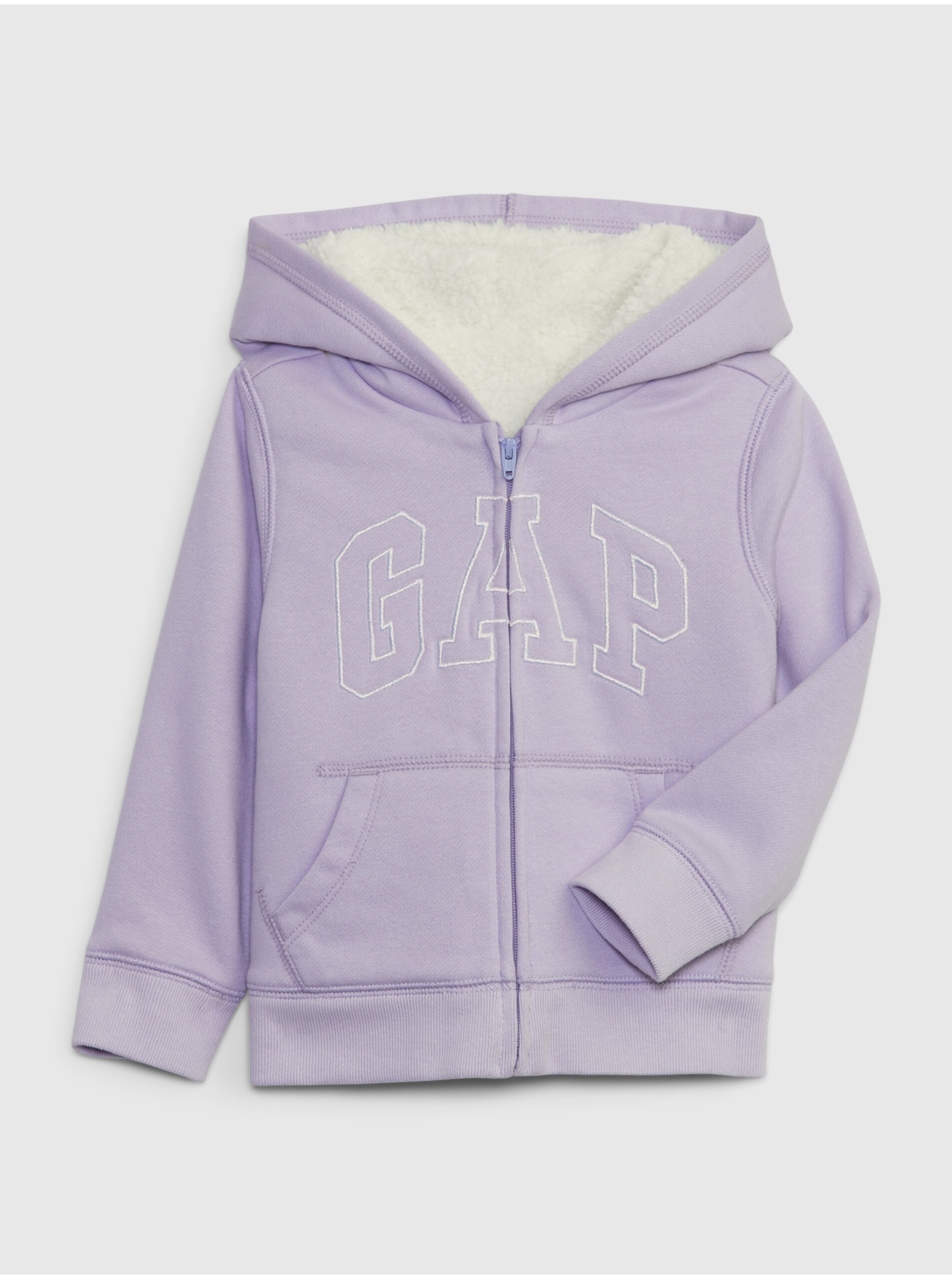 Lacno Svetlo fialová dievčenská zateplená mikina s logom GAP