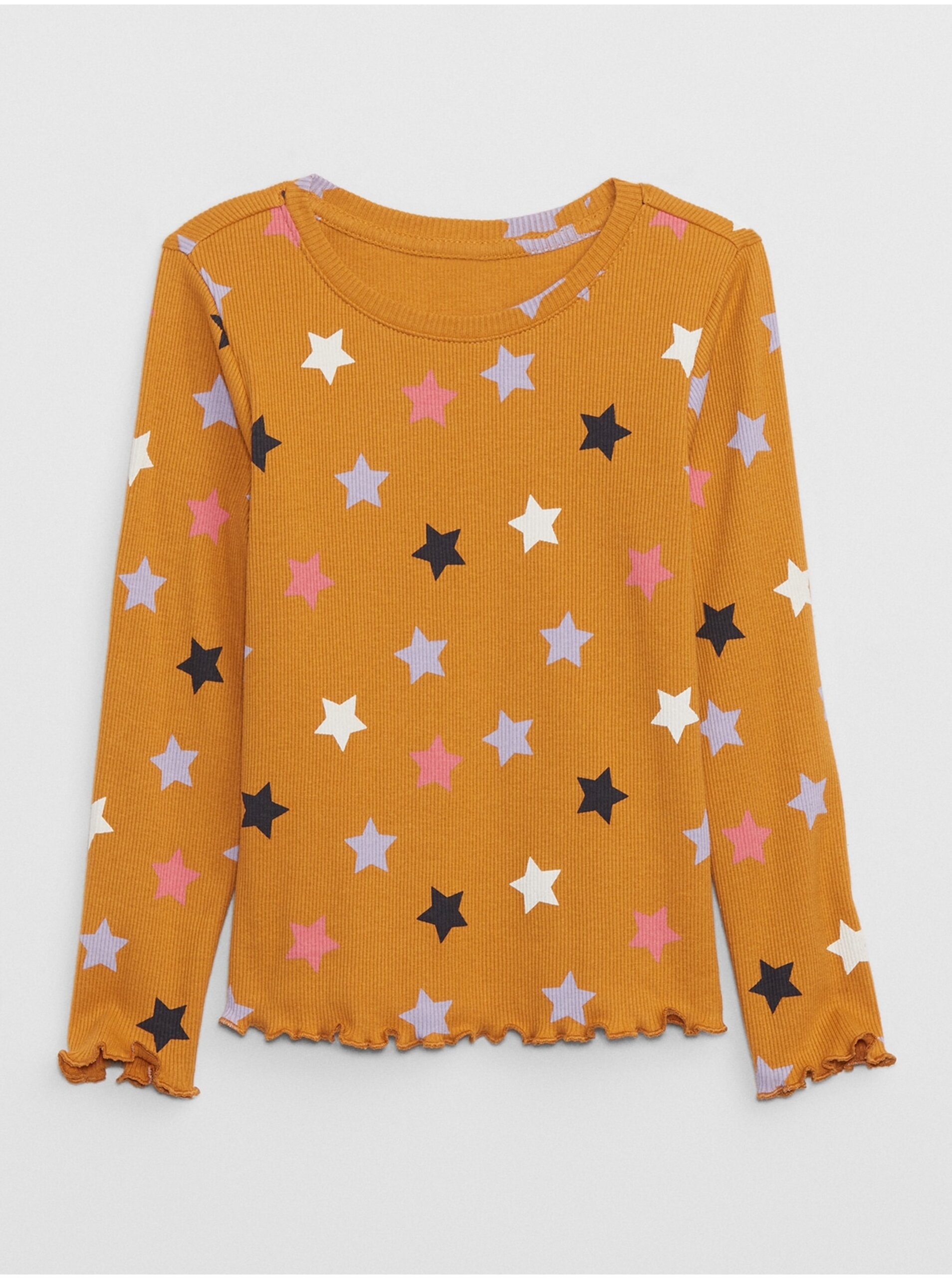 Lacno Horčicové dievčenské vzorované tričko GAP