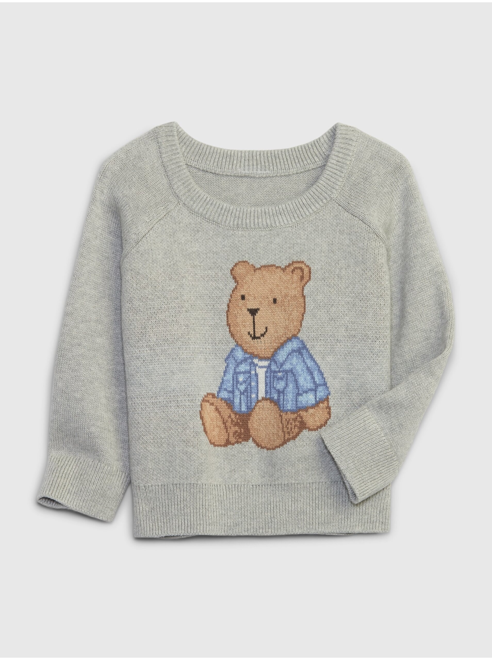Lacno Šedý detský sveter s potlačou GAP Brannan Bear