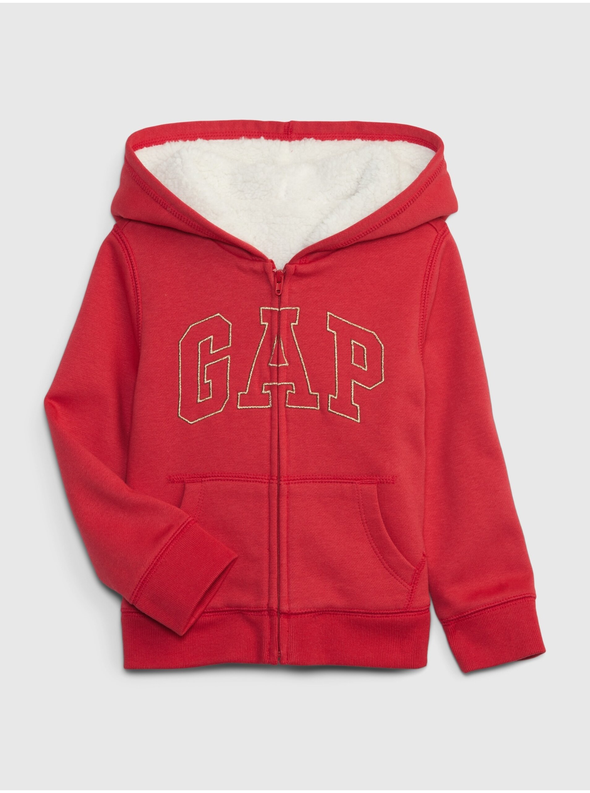 Lacno Červená dievčenská zateplená mikina na zips s kapucňou GAP