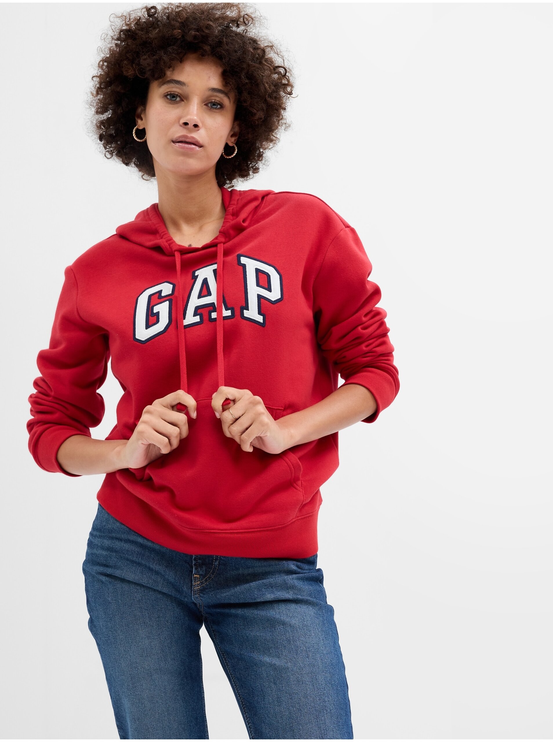 E-shop Červená dámská mikina s kapucí GAP