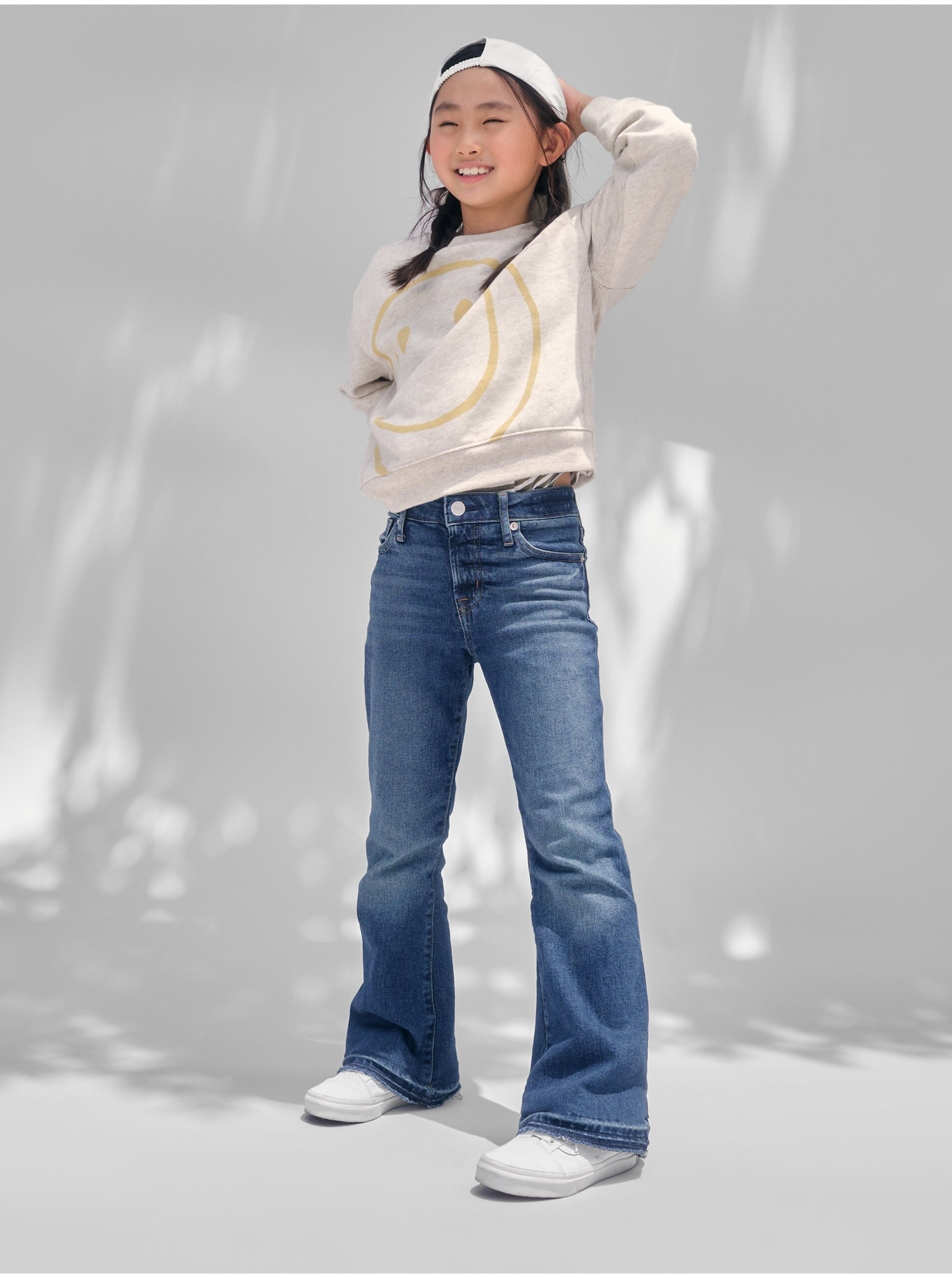 E-shop Modré holčičí flared fit džíny s vysokým pasem GAP