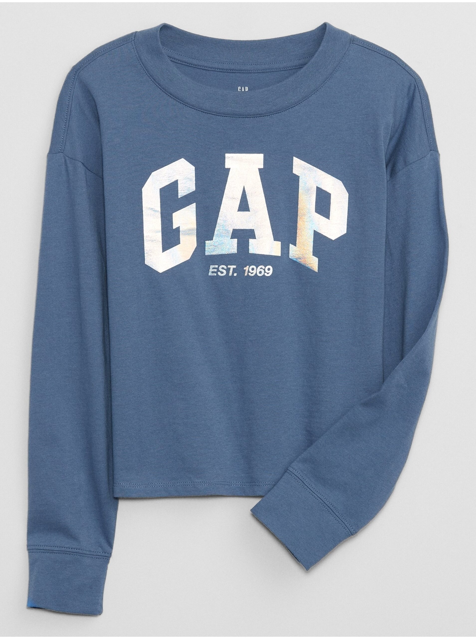 Lacno Modré dievčenské tričko s logom GAP