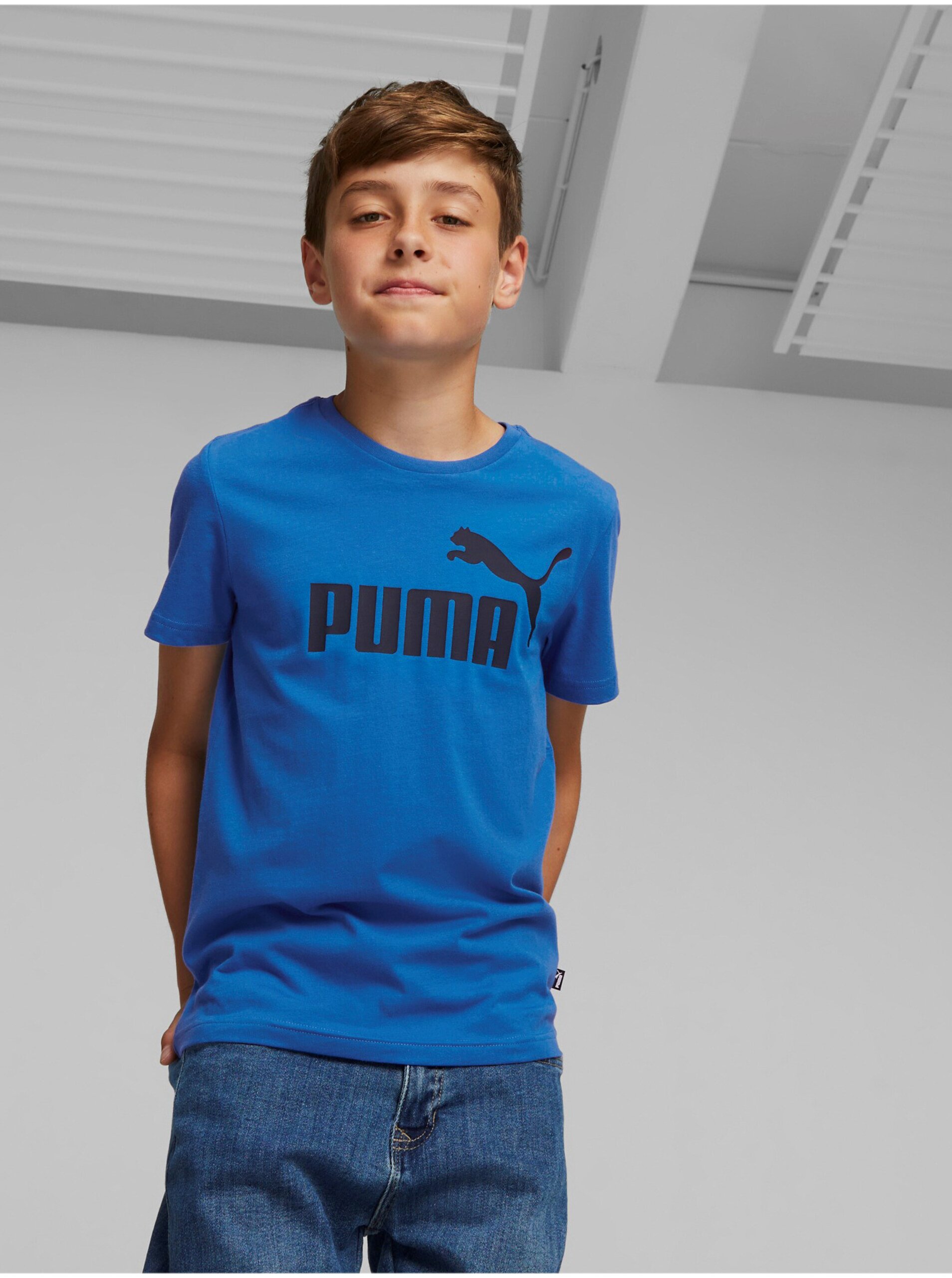 Lacno Modré chlapčenské tričko Puma ESS