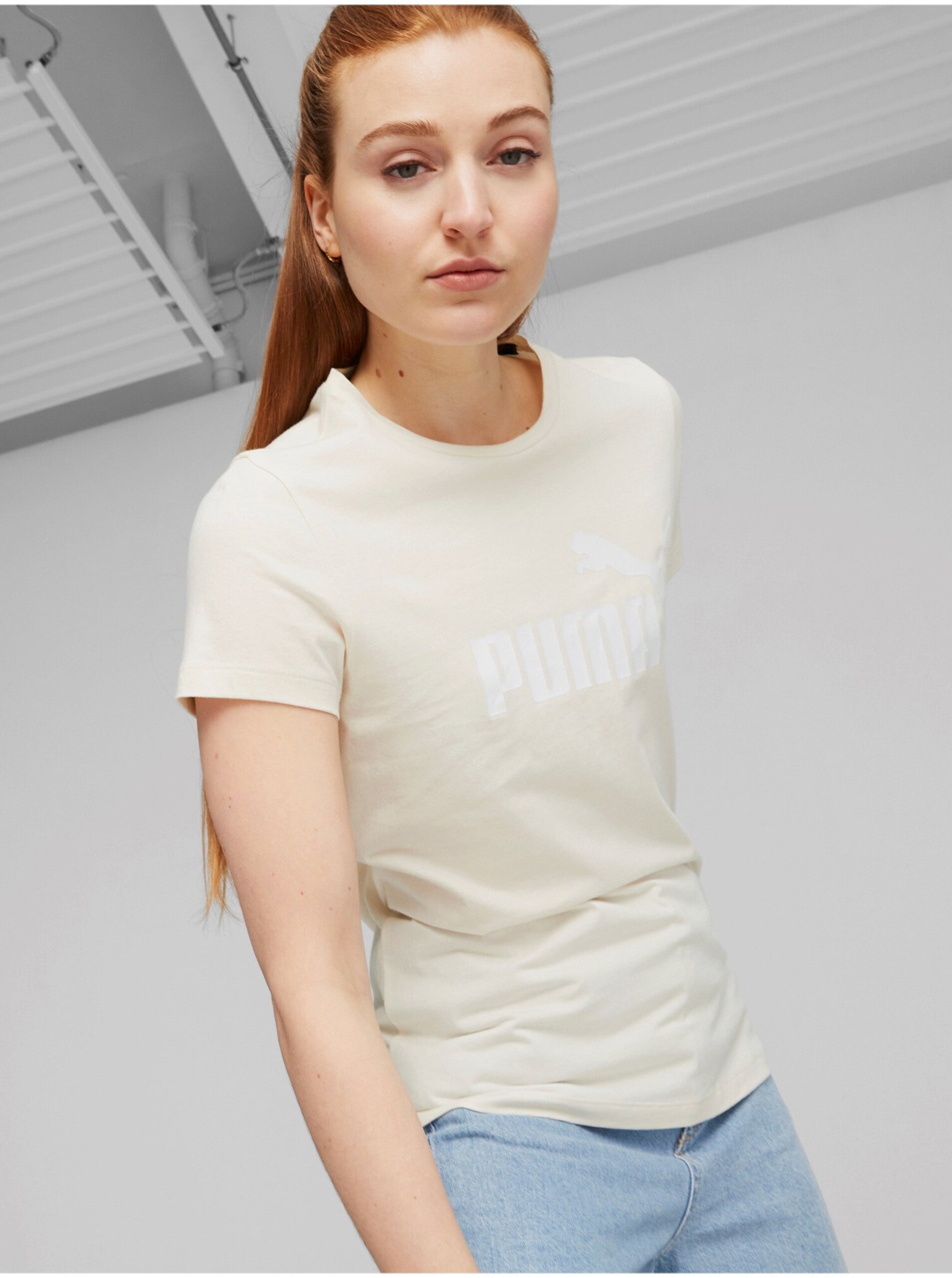E-shop Krémové dámské tričko Puma ESS