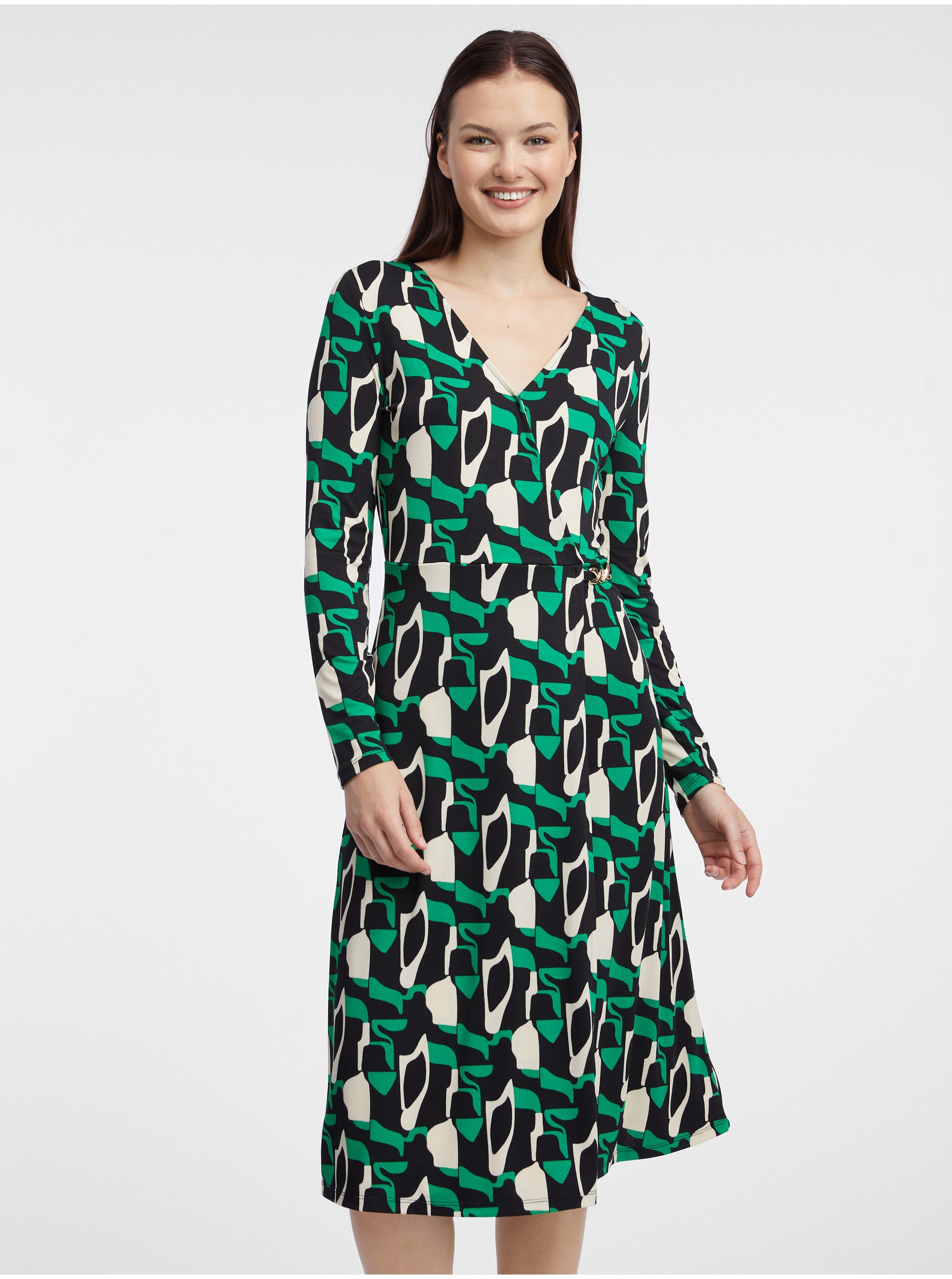 E-shop Zelené dámské vzorované šaty ORSAY