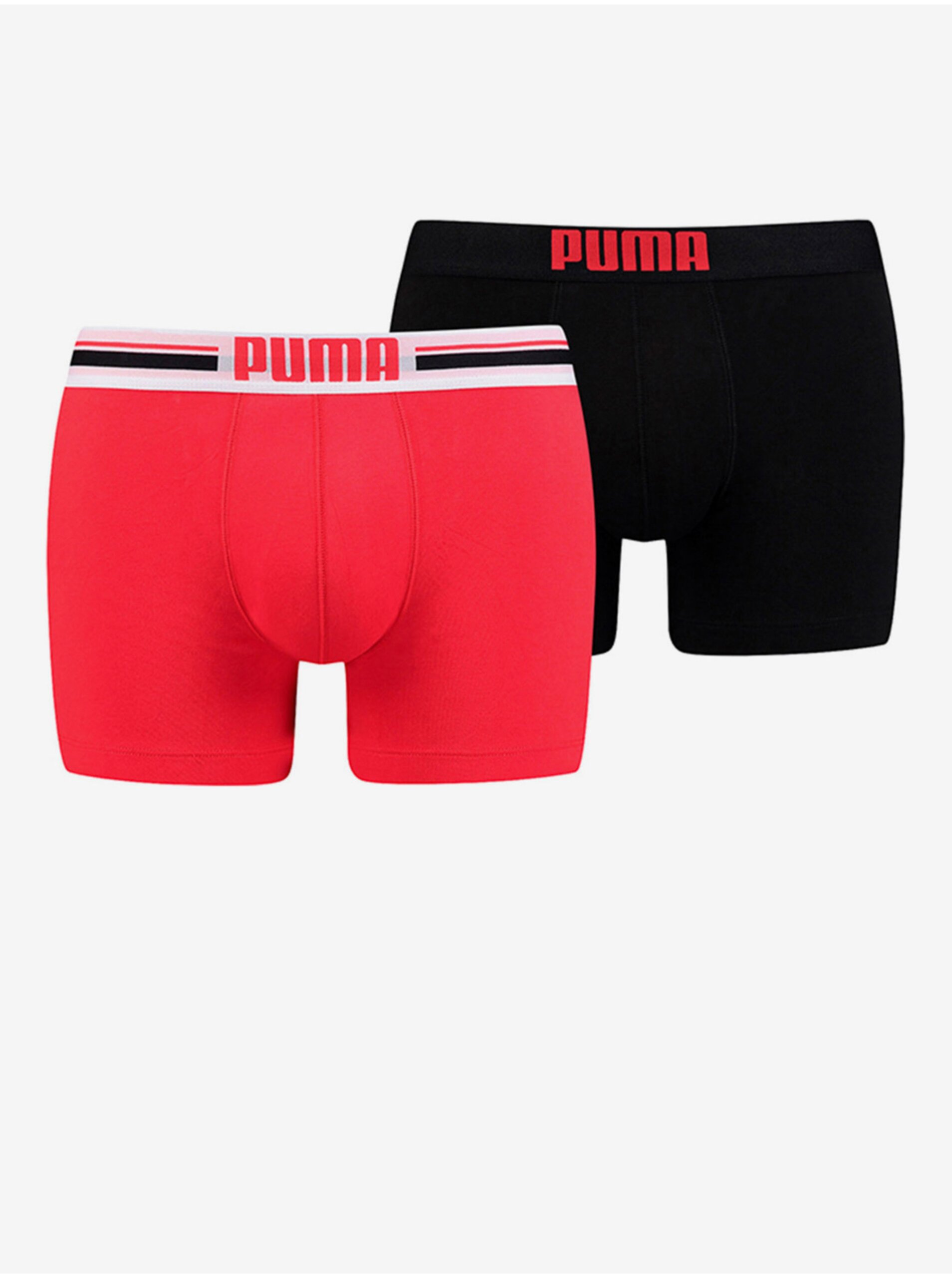 Levně Sada dvou pánských boxerek v červené a černé barvě Puma