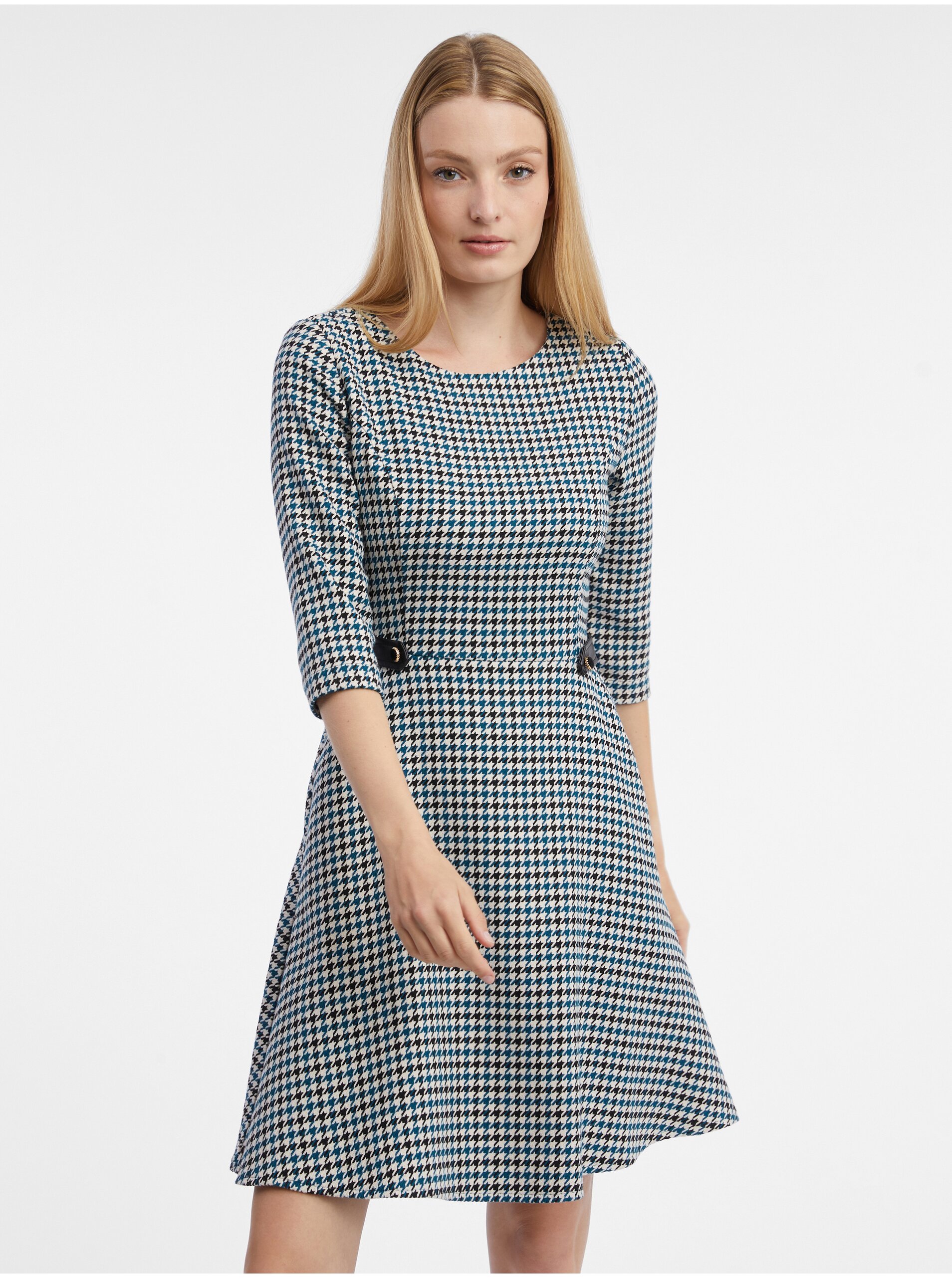 E-shop Modré dámské vzorované šaty ORSAY