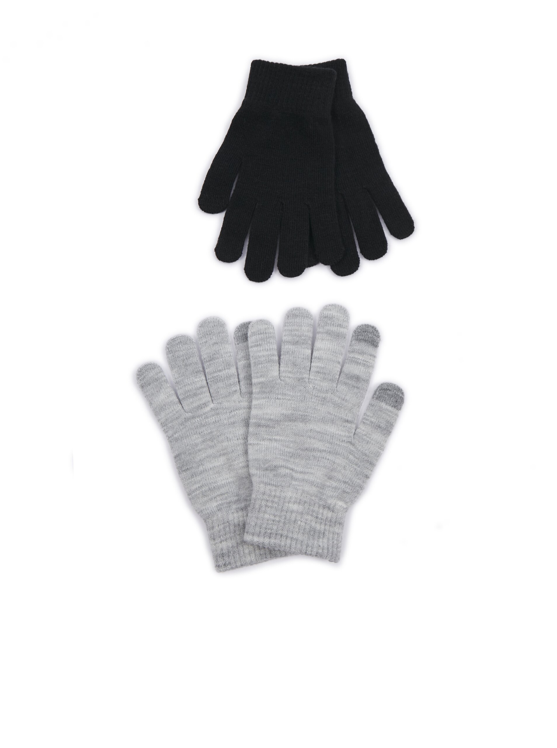 Lacno Súprava dvoch párov dámskych rukavíc v čiernej a svetlo šedej farbe ORSAY