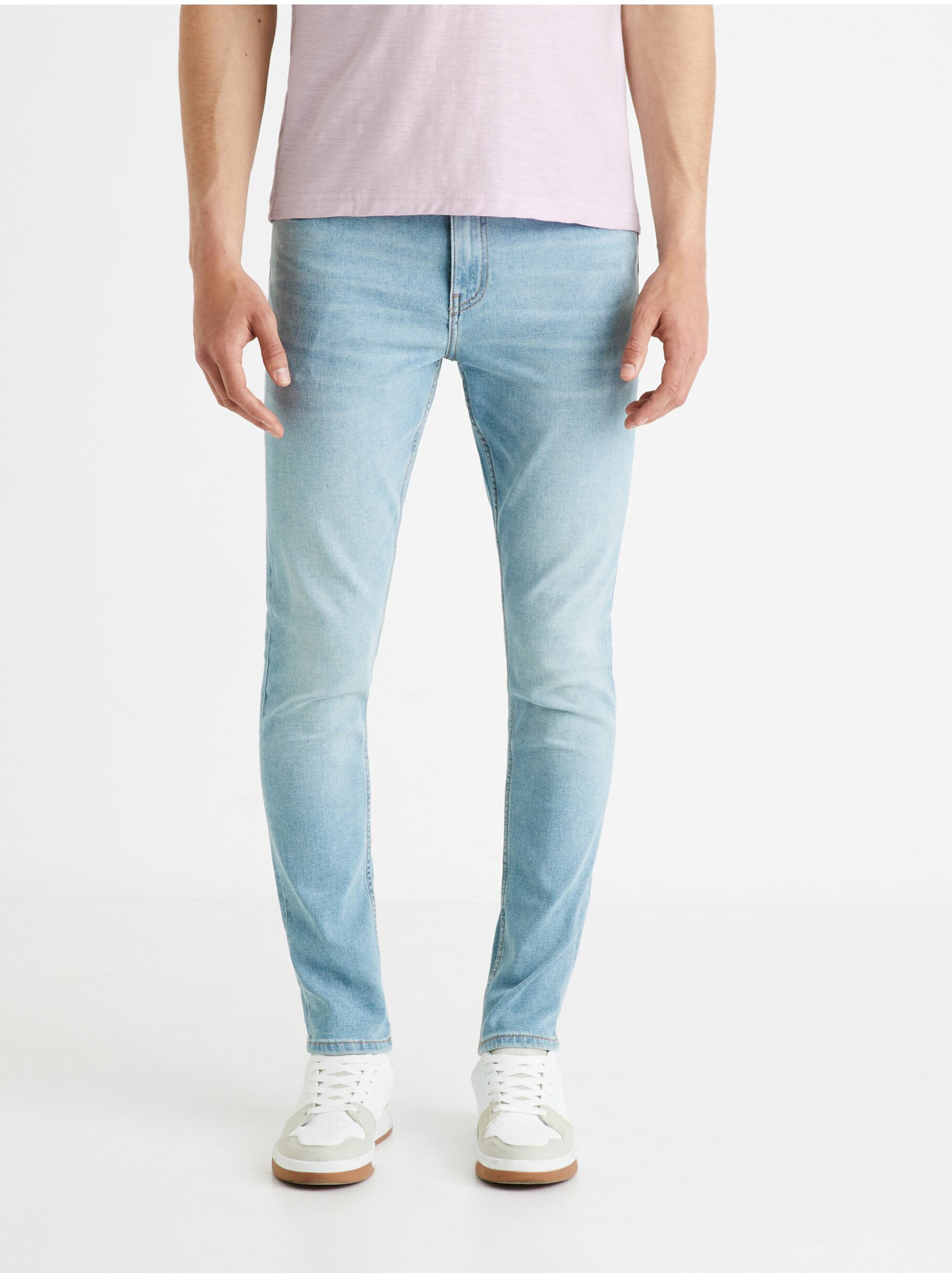 Lacno Svetlomodré pánske skinny fit džínsy Celio Foskinny1