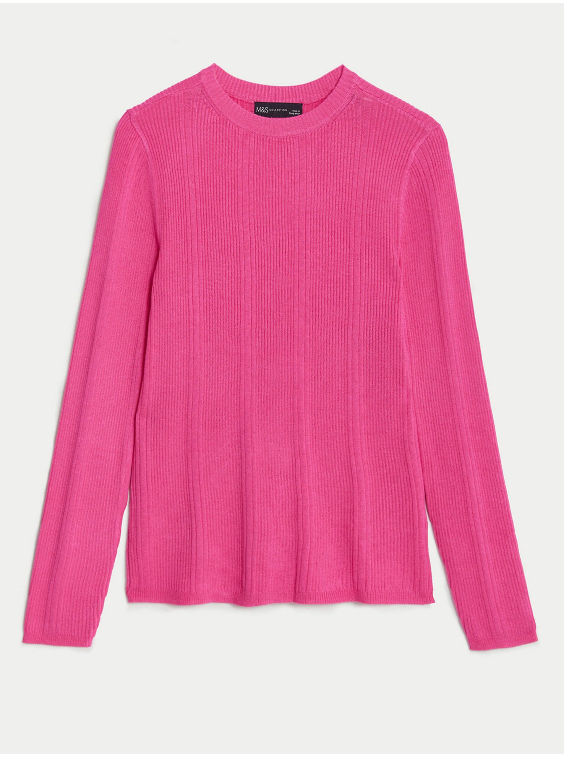 Levně Tmavě růžový dámský lehký svetr Marks & Spencer