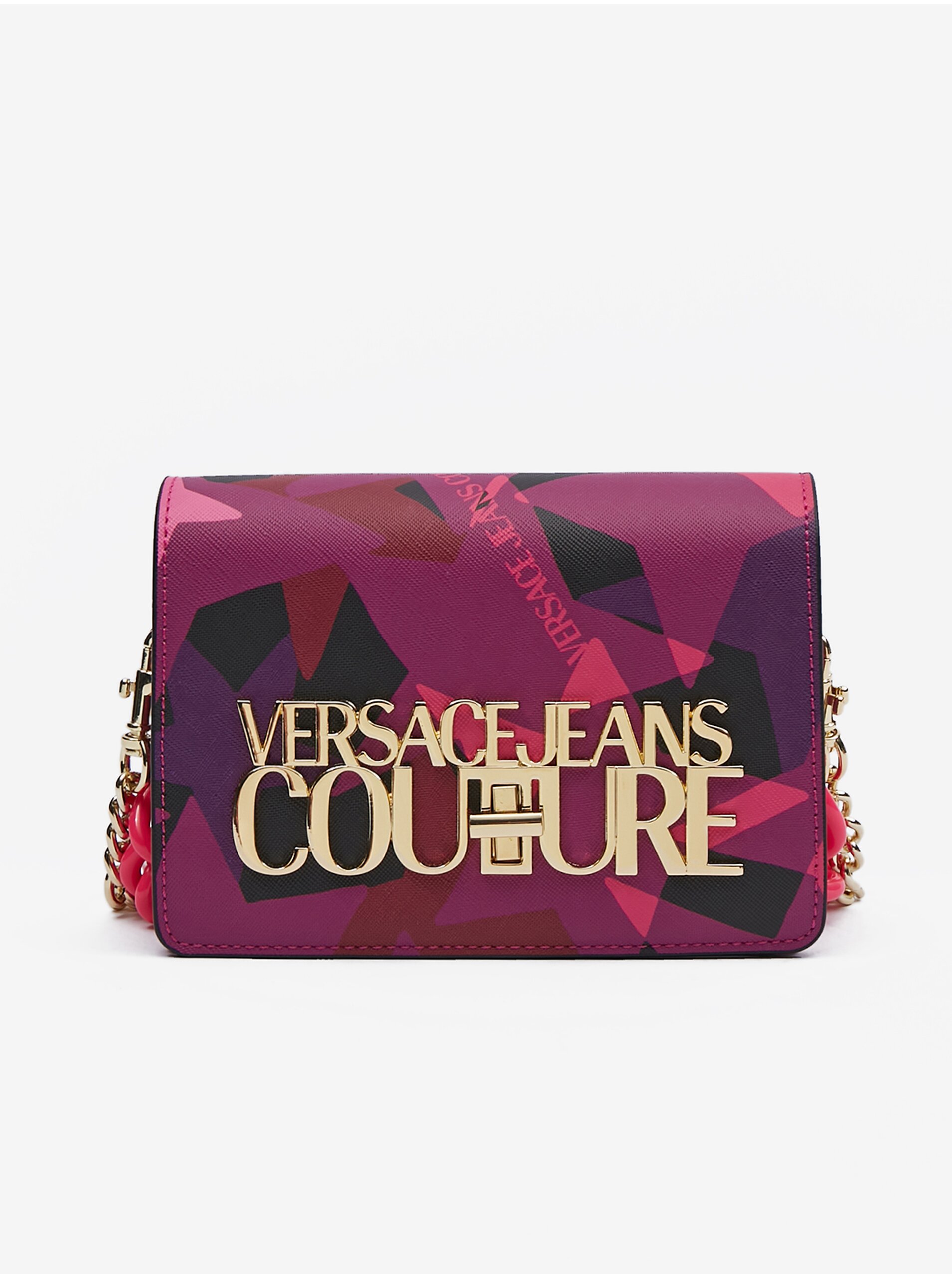 Lacno Ružovo-fialová dámska vzorovaná kabelka Versace Jeans Couture
