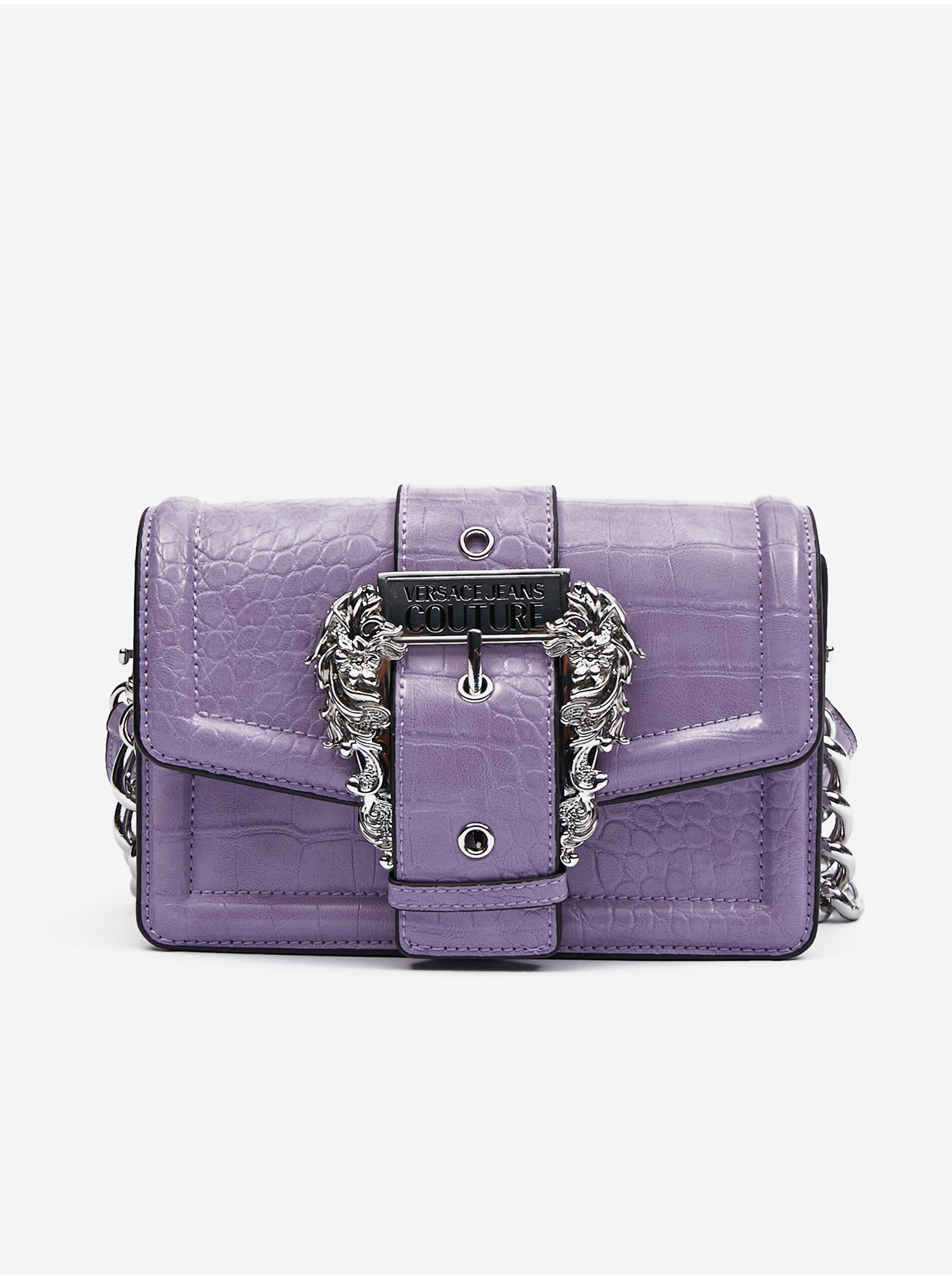 E-shop Fialová dámska kabelka s krokodílím vzorom Versace Jeans Couture