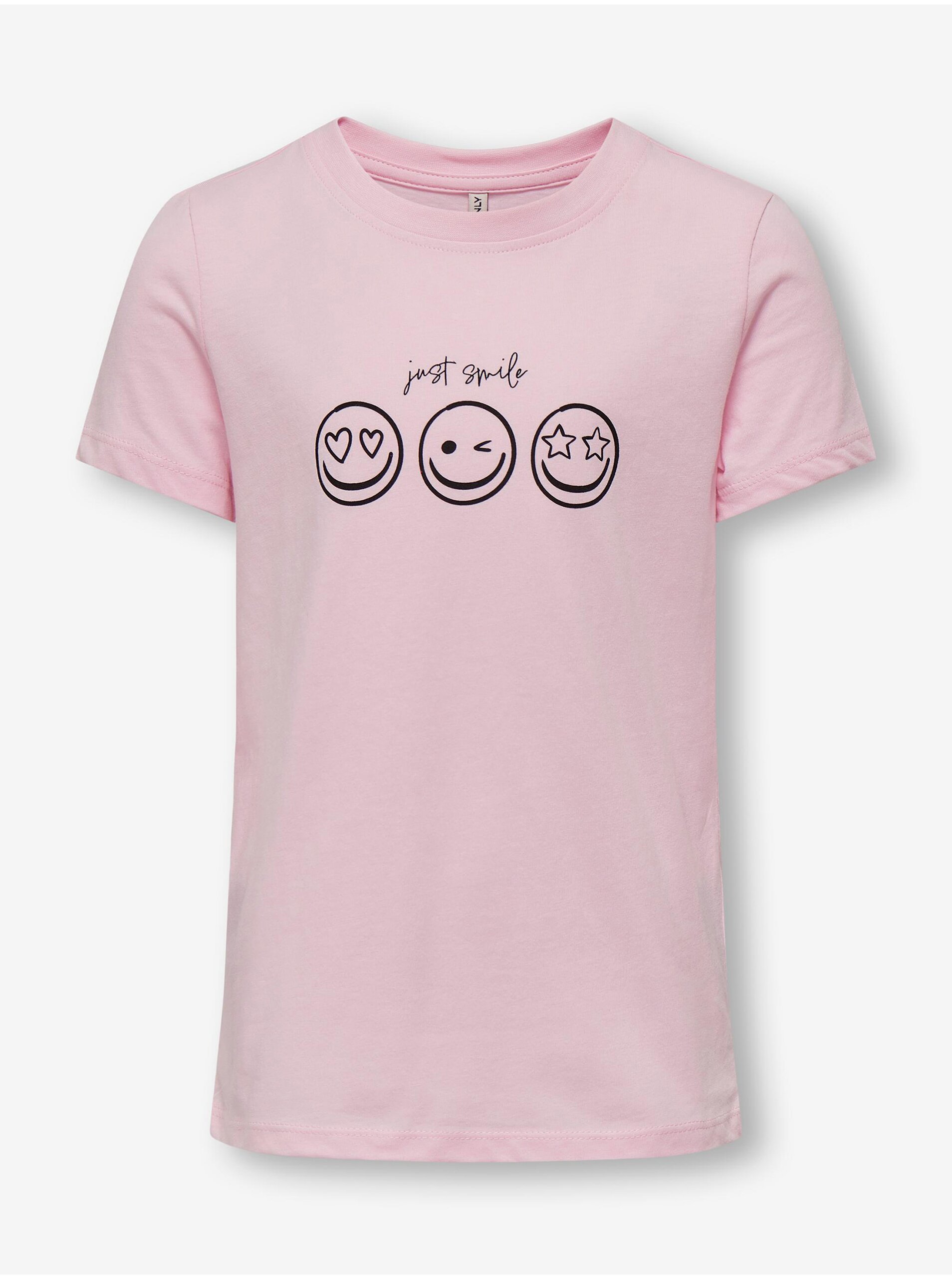 Levně Světle růžové holčičí tričko ONLY Smil