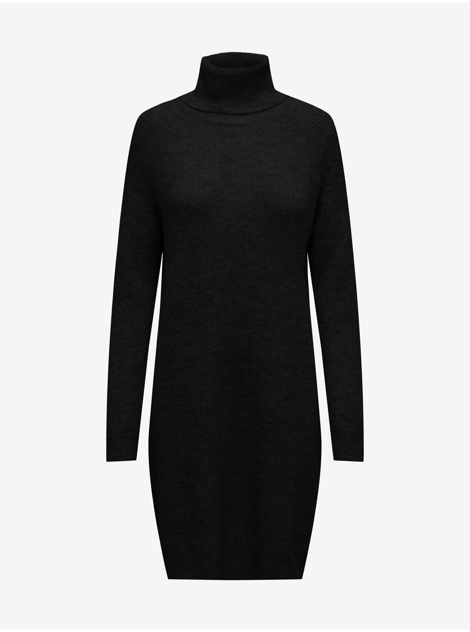 Levně Černé dámské žíhané svetrové šaty ONLY Silly